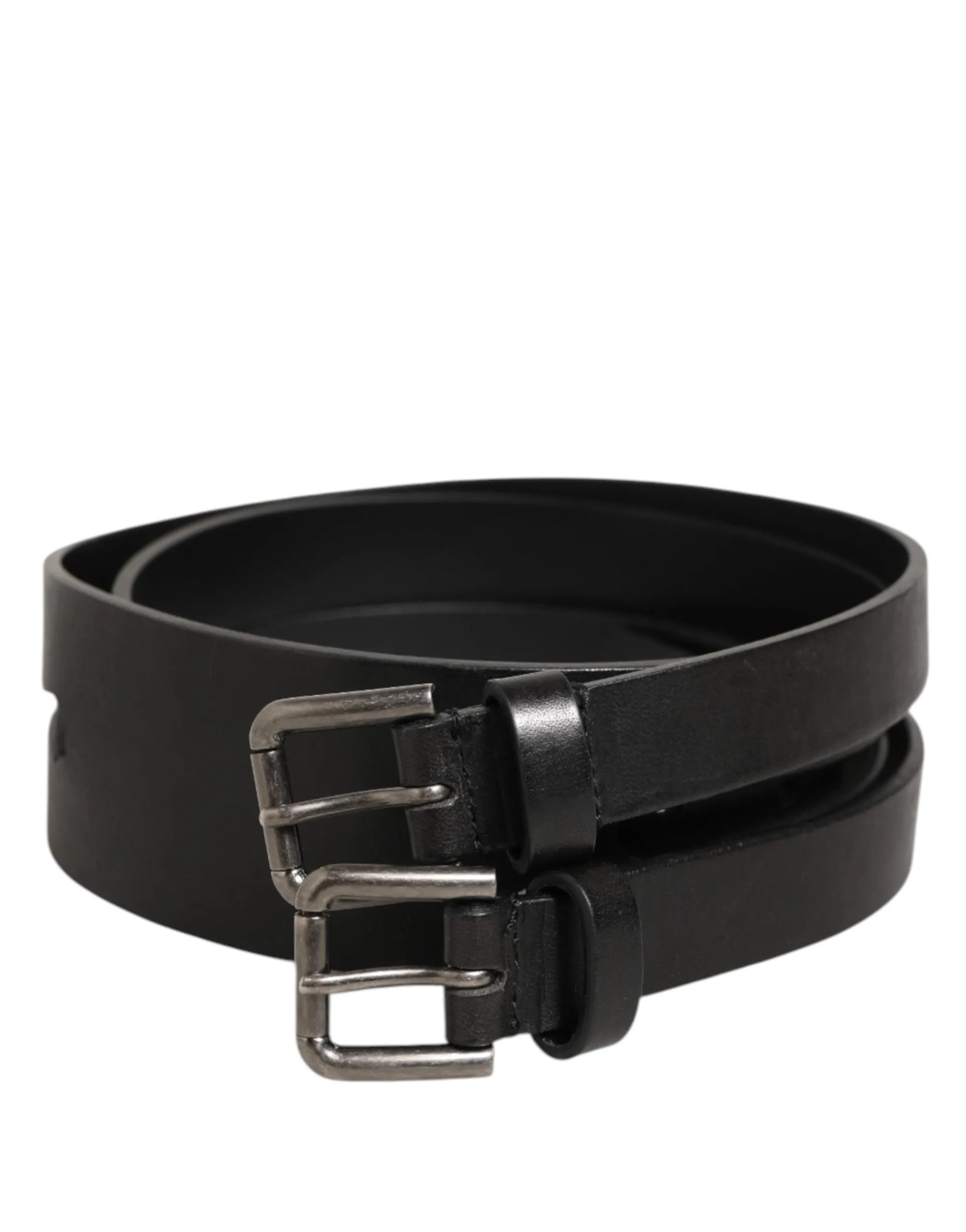 Dolce & Gabbana Black Double Strap Leather Silver Buckle Belt sold by Siebentaschen product image thumbnail 2