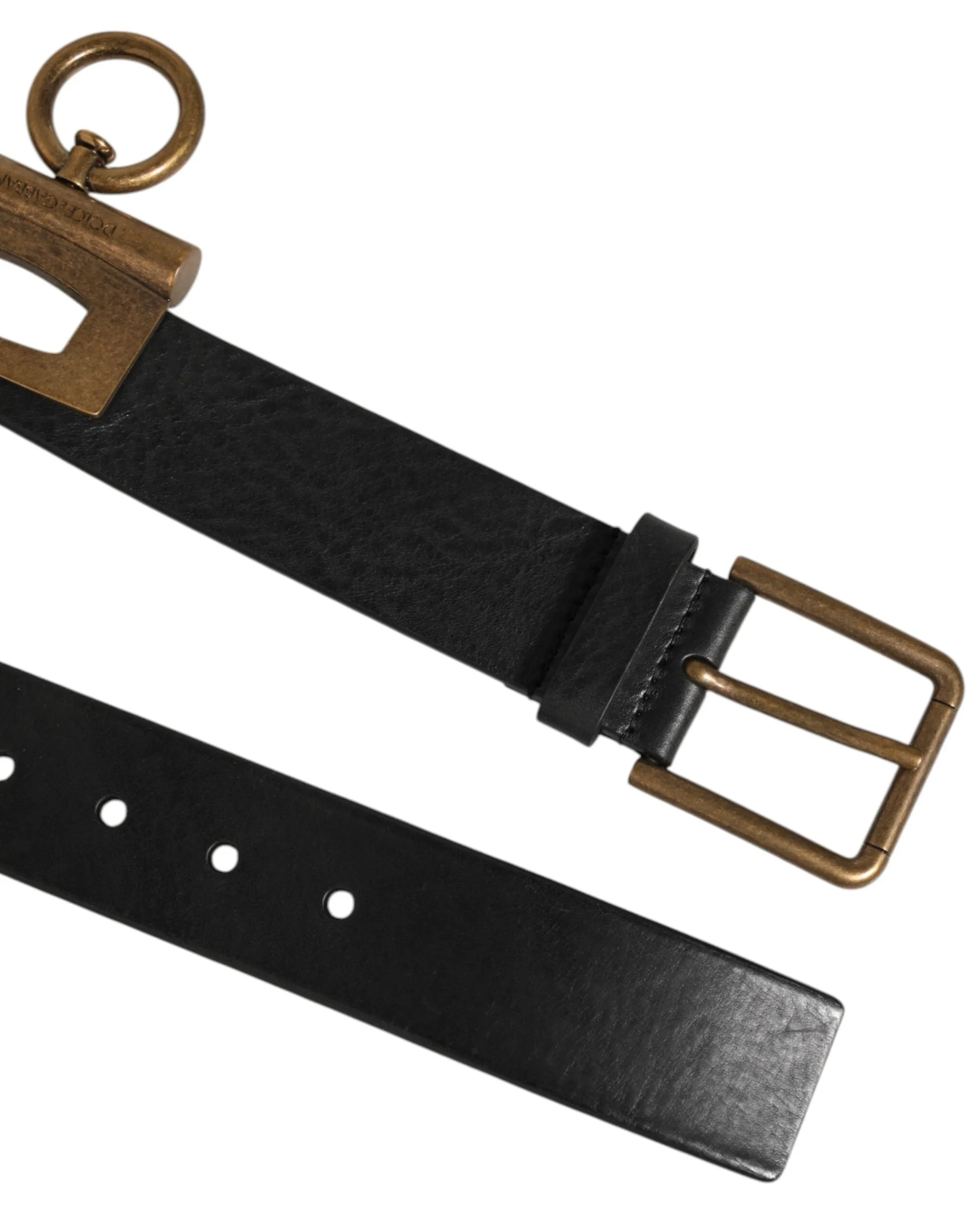 Dolce & Gabbana Black Leather Side Rings Brass Buckle Belt sold by Siebentaschen product image thumbnail 4
