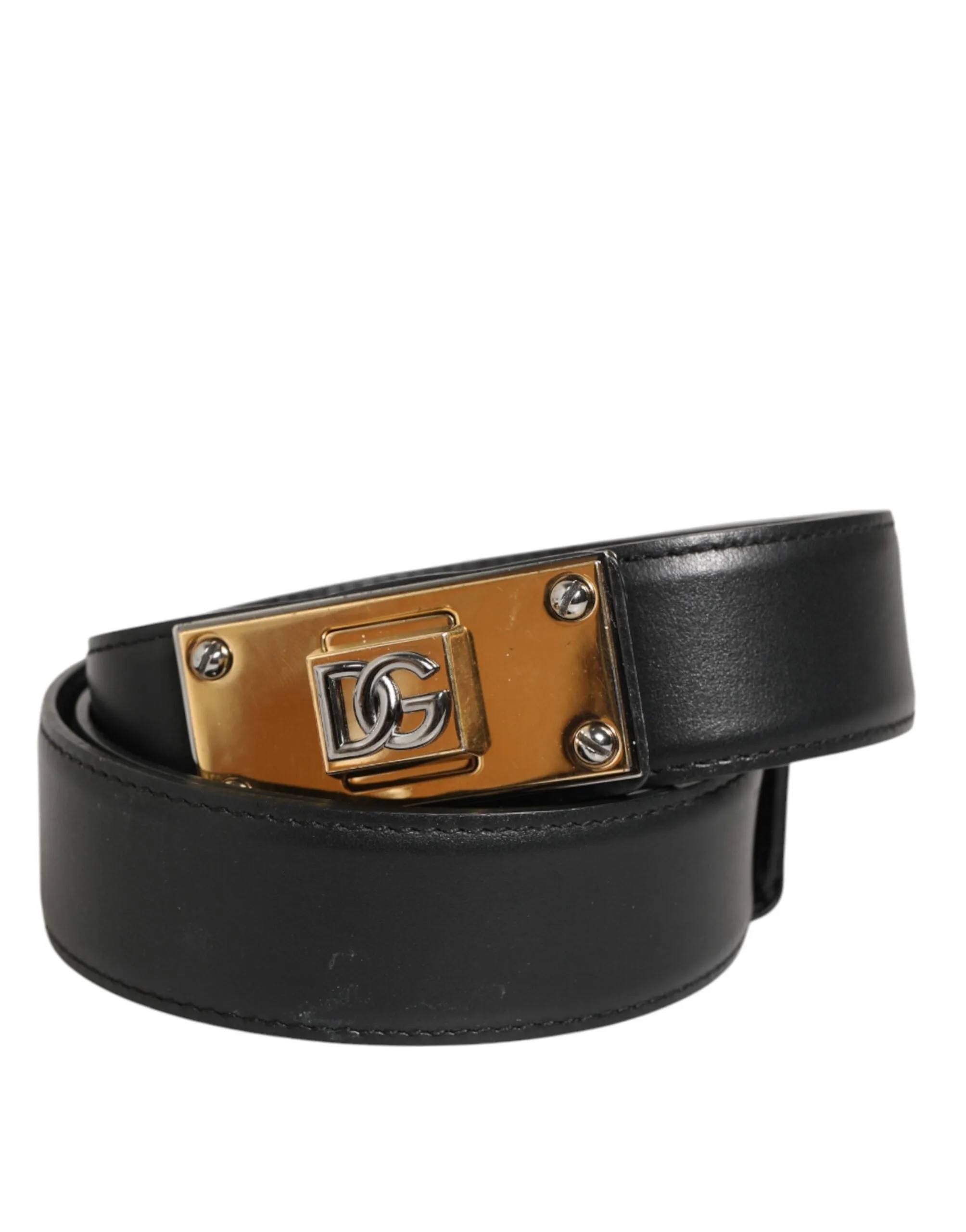 Dolce & Gabbana Black Leather Classic Metal Logo Buckle Belt sold by Siebentaschen product image thumbnail 2