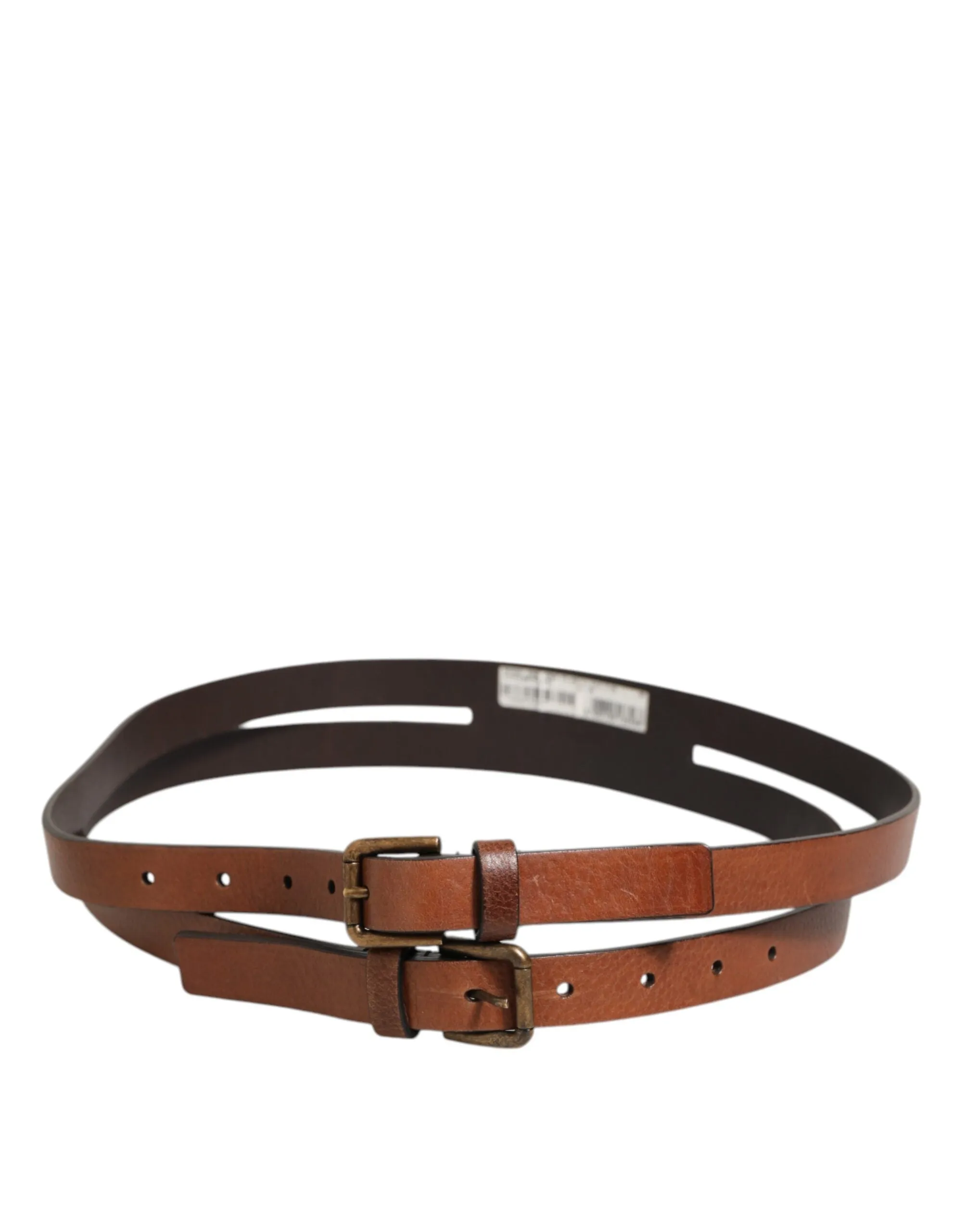 Dolce & Gabbana Brown Double Strap Leather Gold Buckle Belt sold by Siebentaschen product image thumbnail 4