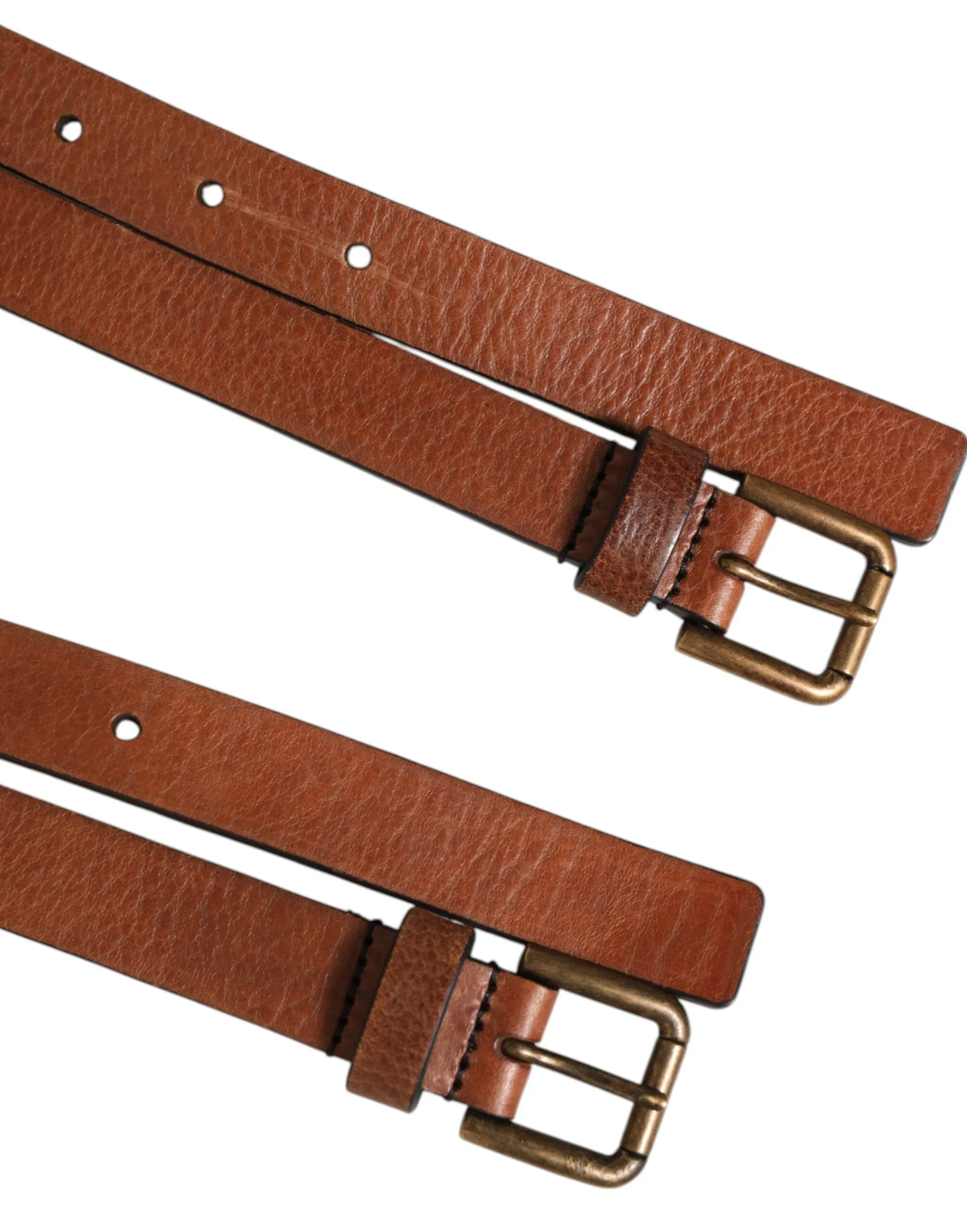 Dolce & Gabbana Brown Double Strap Leather Gold Buckle Belt sold by Siebentaschen product image thumbnail 3