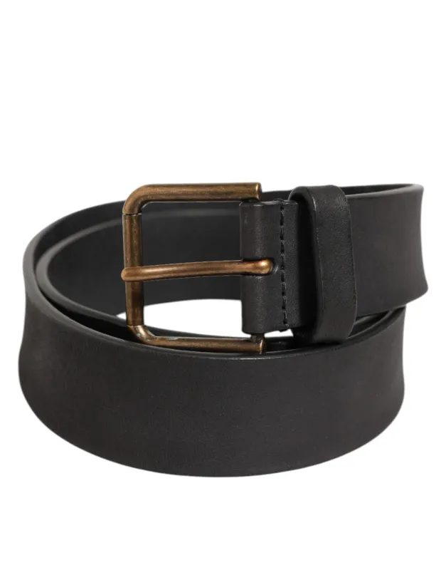 Dolce & Gabbana Black Leather Metal Buckle Classic Men Belt sold by Siebentaschen