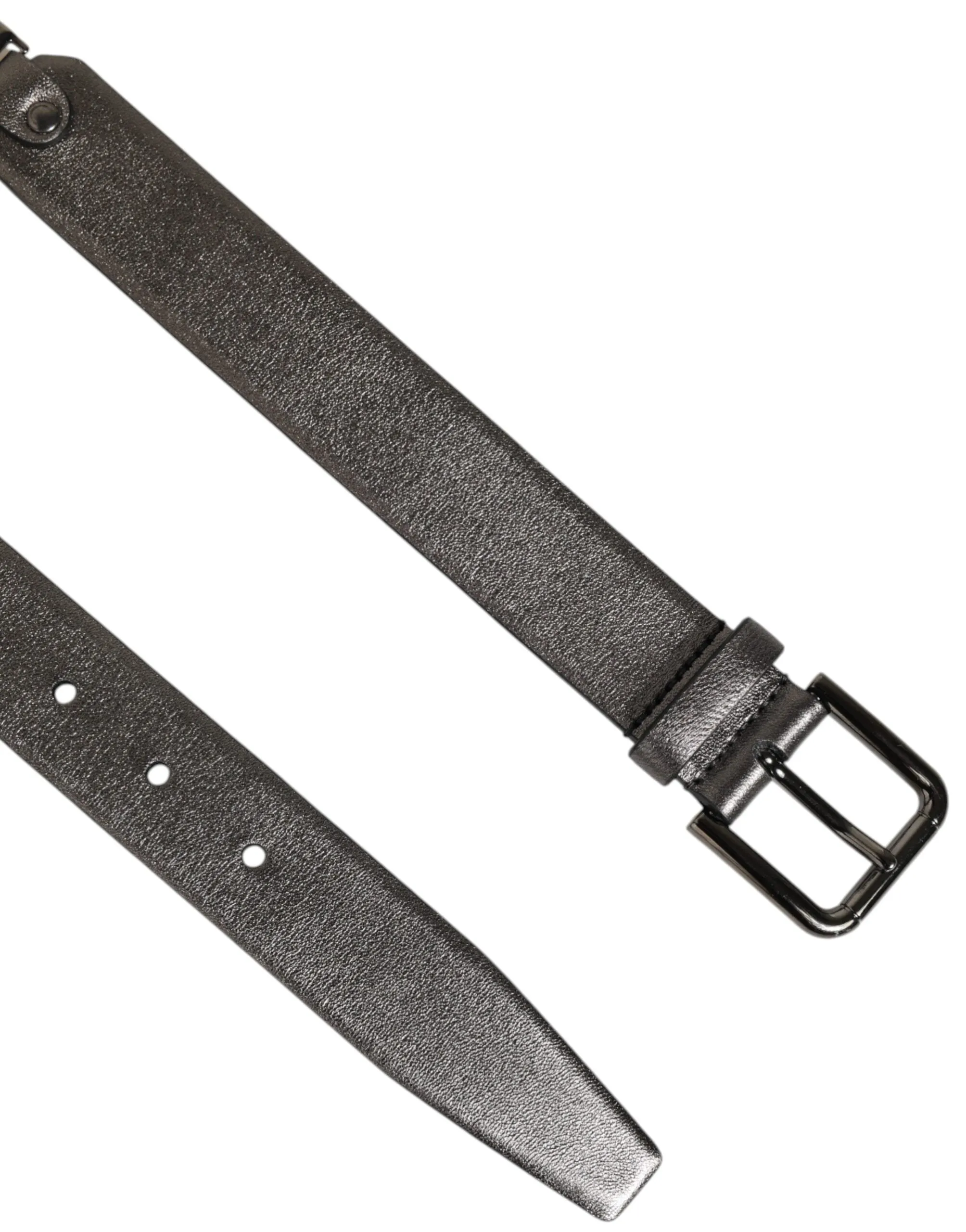 Dolce & Gabbana Black Silver Pebbled Texture Leather Buckle Men Belt sold by Siebentaschen product image thumbnail 5