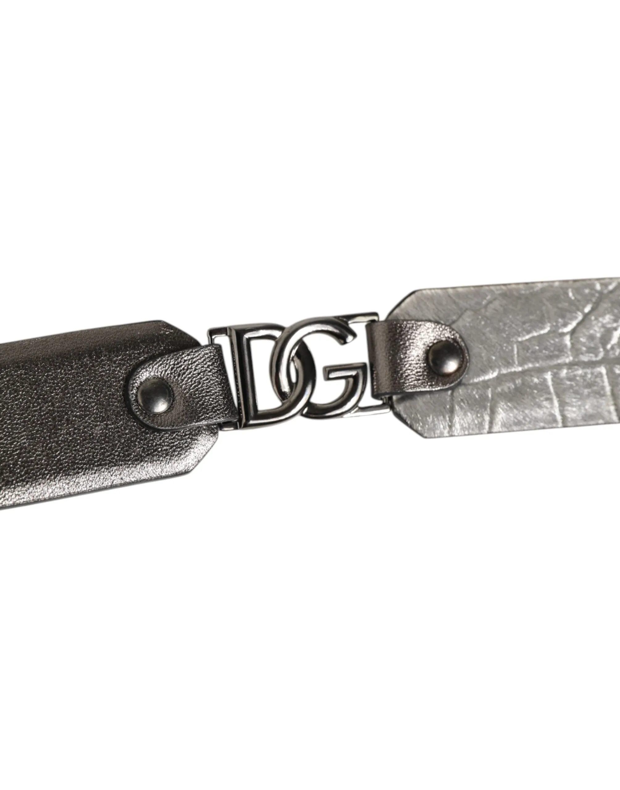 Dolce & Gabbana Black Silver Pebbled Texture Leather Buckle Men Belt sold by Siebentaschen product image thumbnail 4