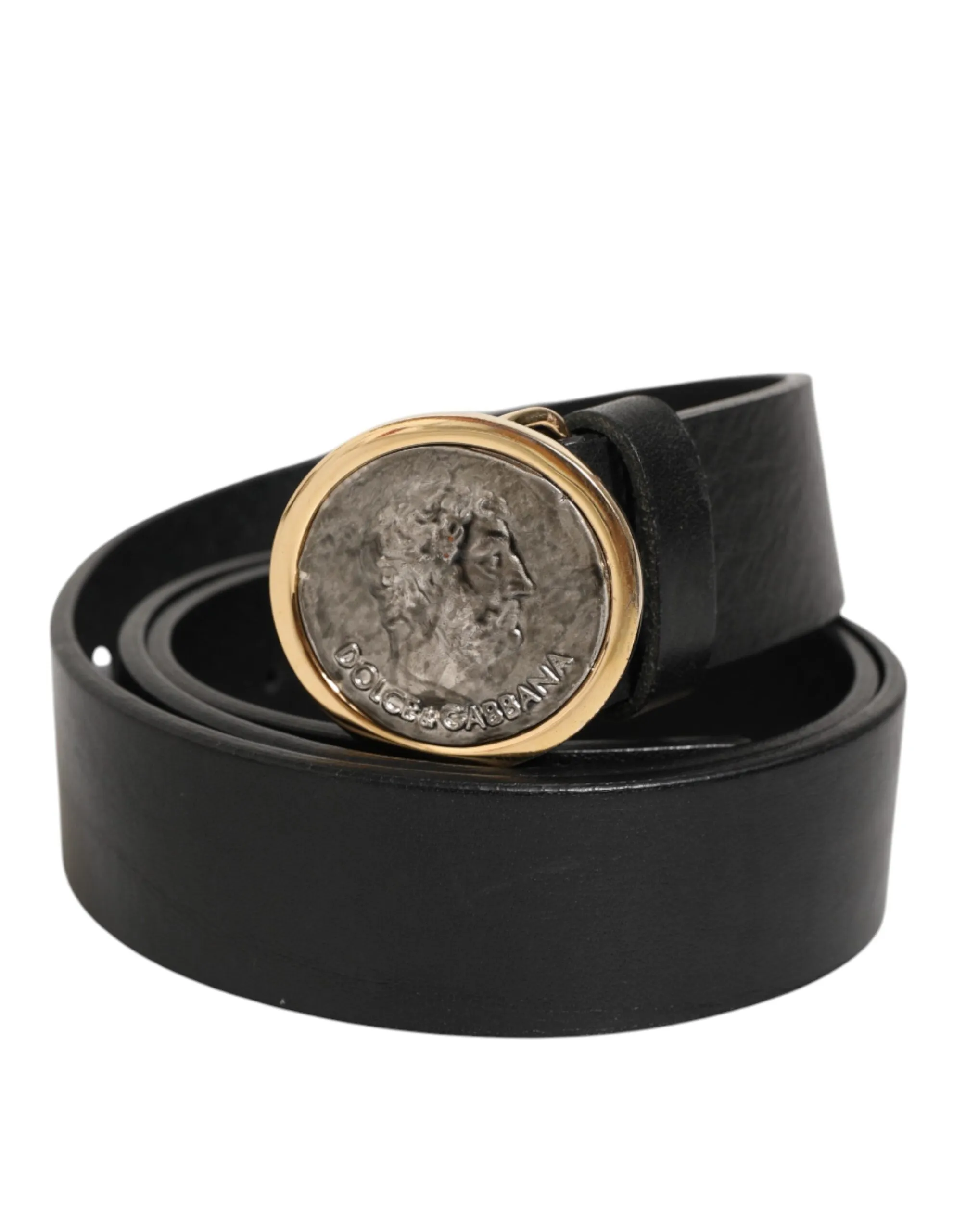Dolce & Gabbana Black Leather Coin Buckle Classic Men Belt sold by Siebentaschen product image thumbnail 2