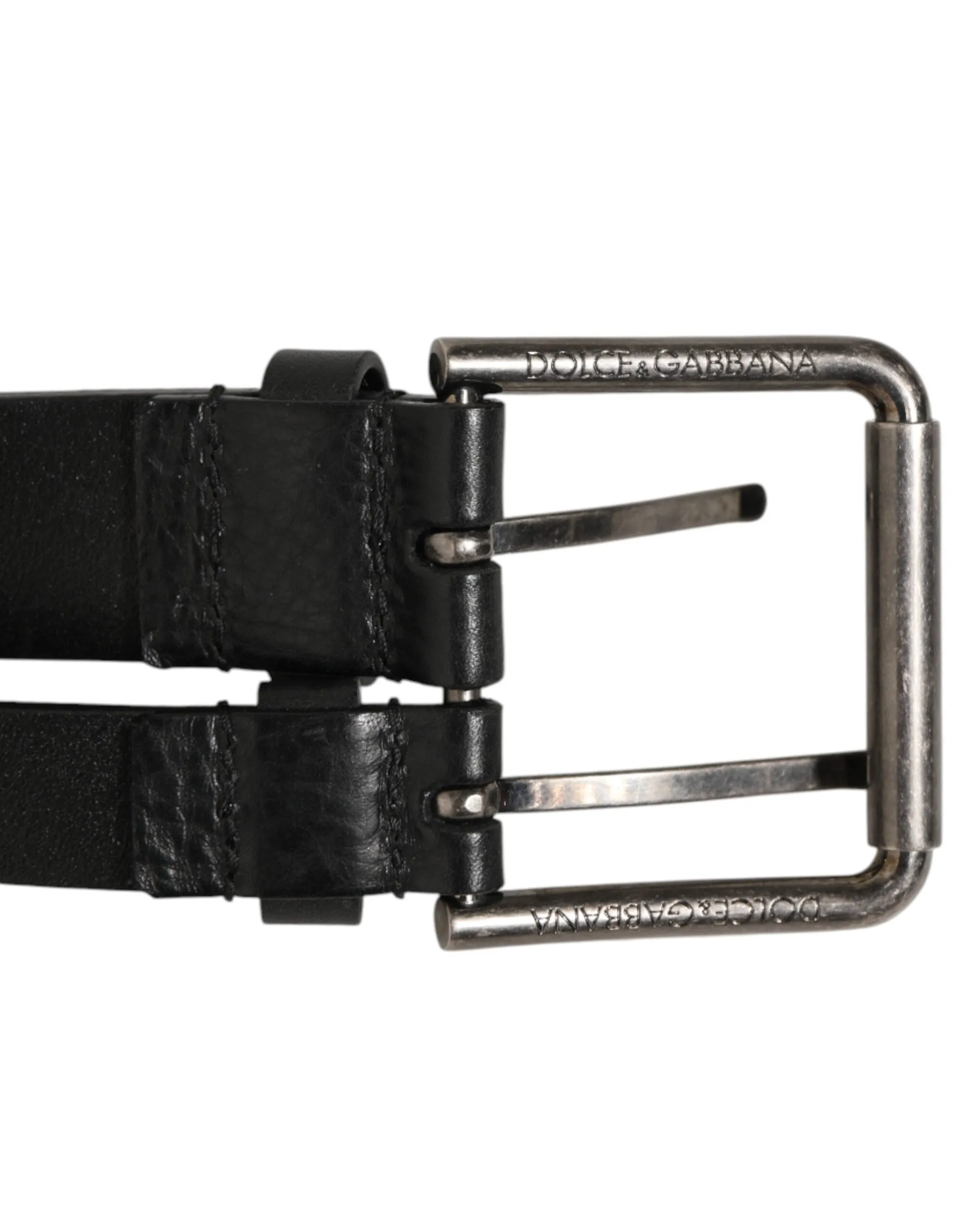 Dolce & Gabbana Black Double Strap Leather Silver Buckle Belt sold by Siebentaschen product image thumbnail 3