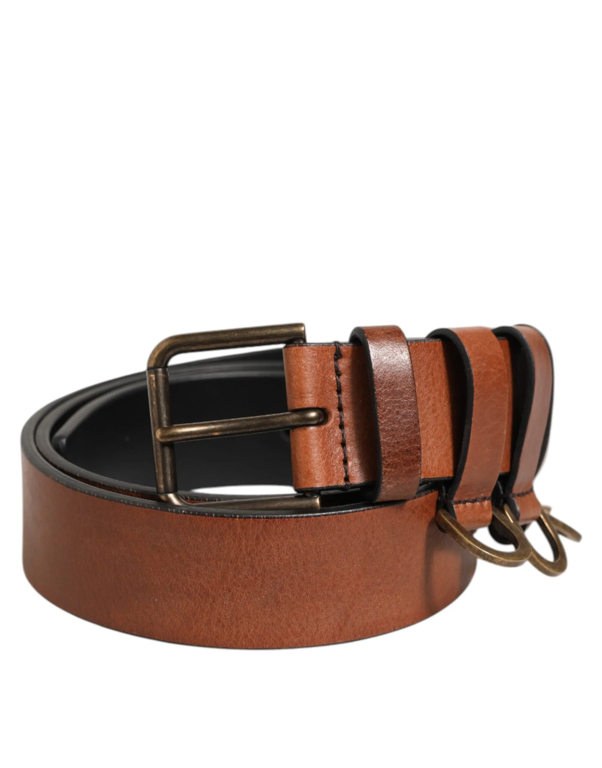 Dolce & Gabbana Brown Classic Gold Metal Logo Buckle Men Belt sold by Siebentaschen product image thumbnail 2