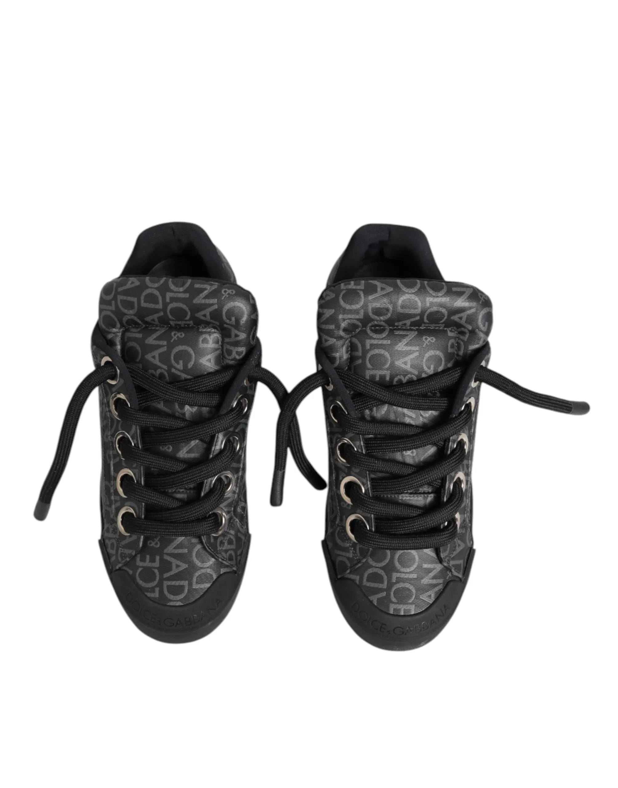 Dolce & Gabbana Black Cotton Denim Logo Low Top Sneakers Shoes sold by Siebentaschen product image thumbnail 4