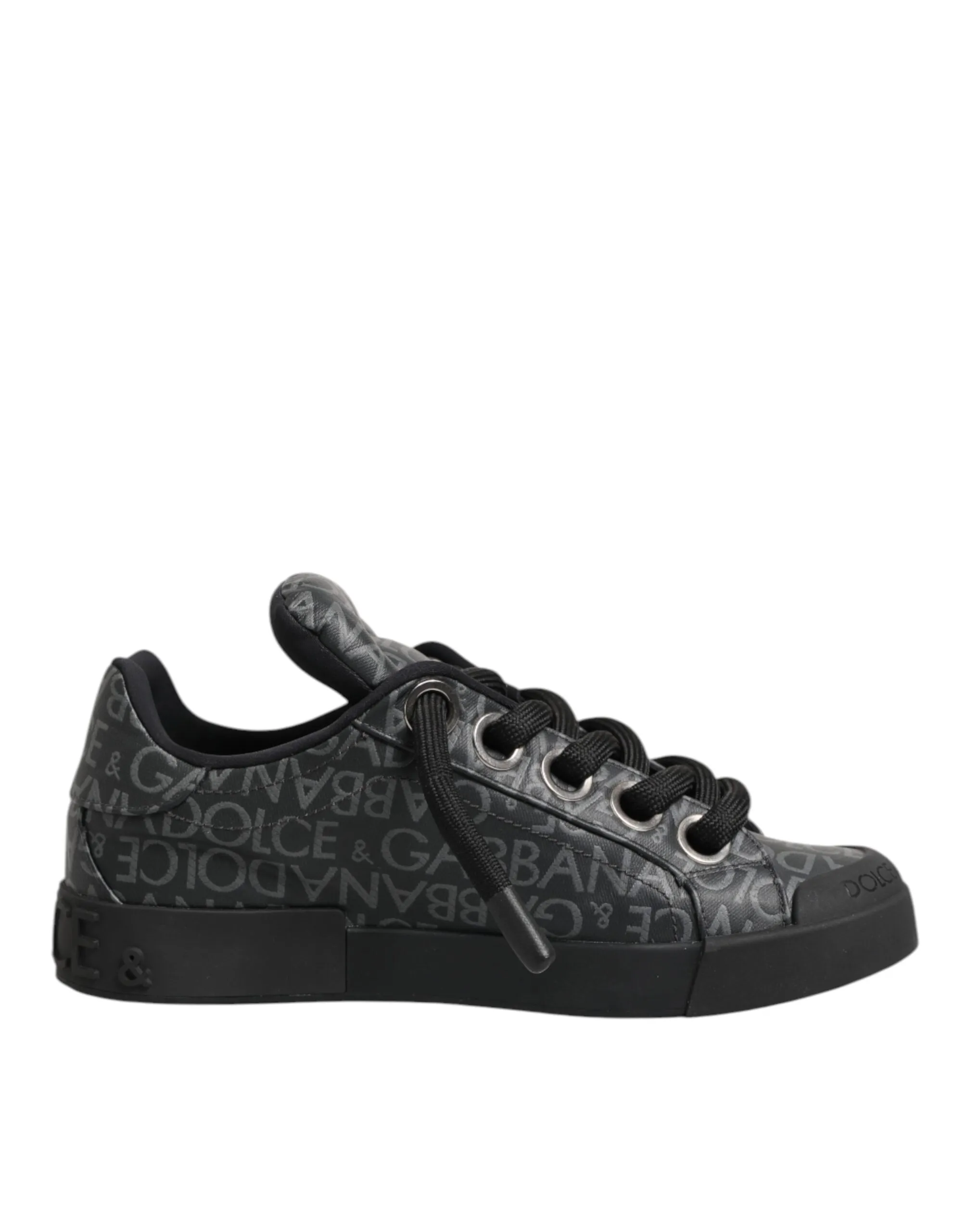 Dolce & Gabbana Black Cotton Denim Logo Low Top Sneakers Shoes sold by Siebentaschen
