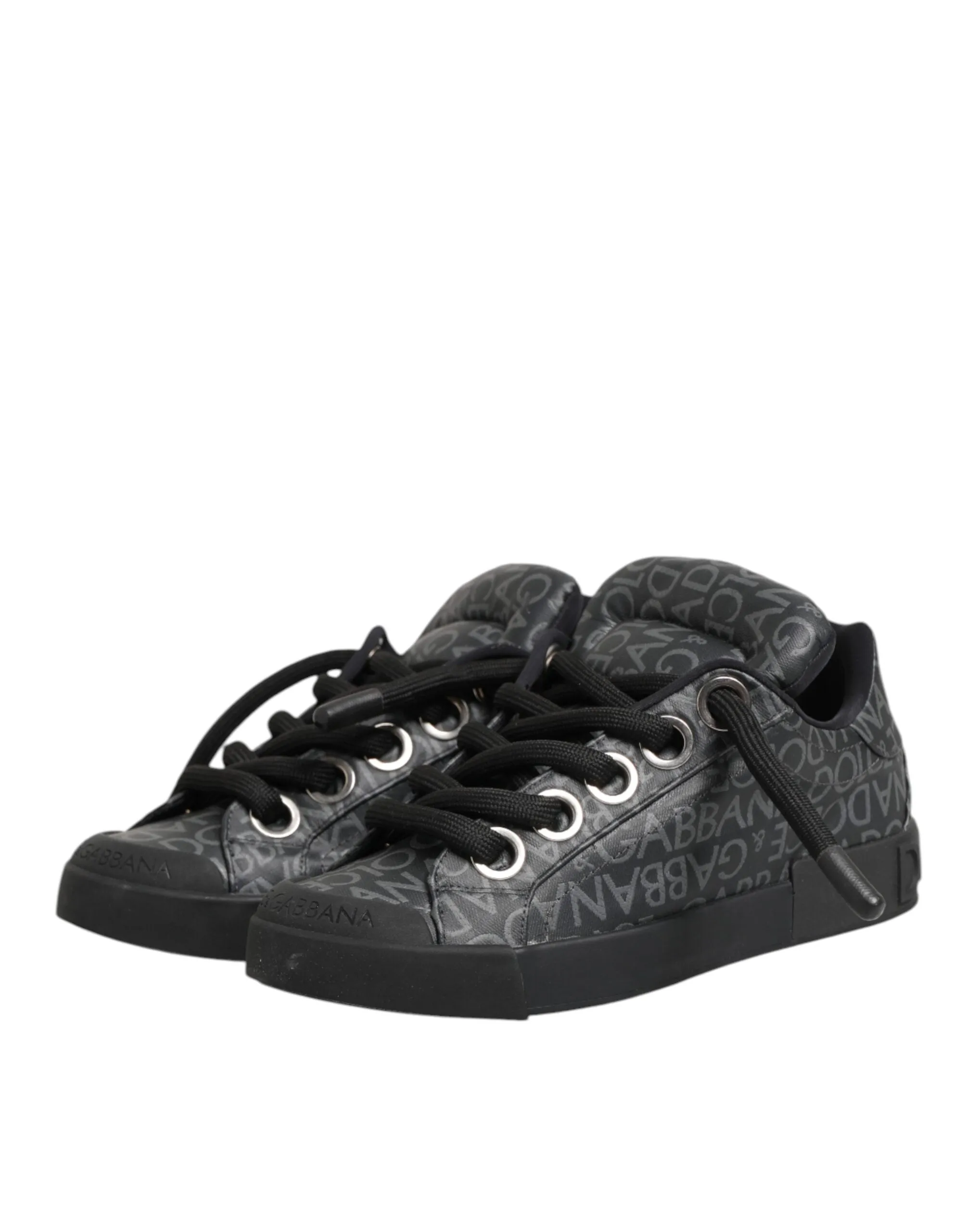 Dolce & Gabbana Black Cotton Denim Logo Low Top Sneakers Shoes sold by Siebentaschen product image thumbnail 5