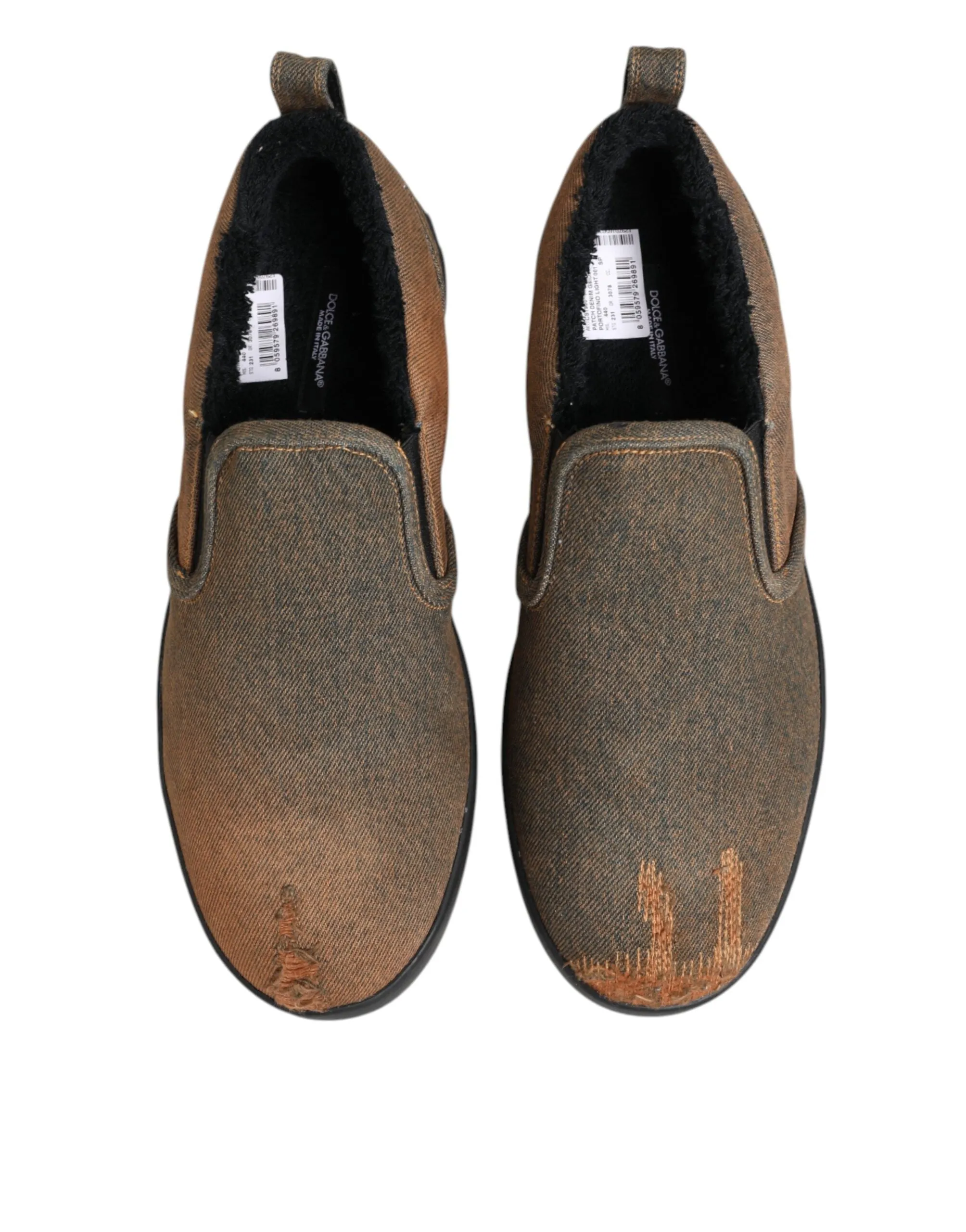 Dolce & Gabbana Brown Cotton Low Top Slip On Sneakers Shoes sold by Siebentaschen product image thumbnail 4