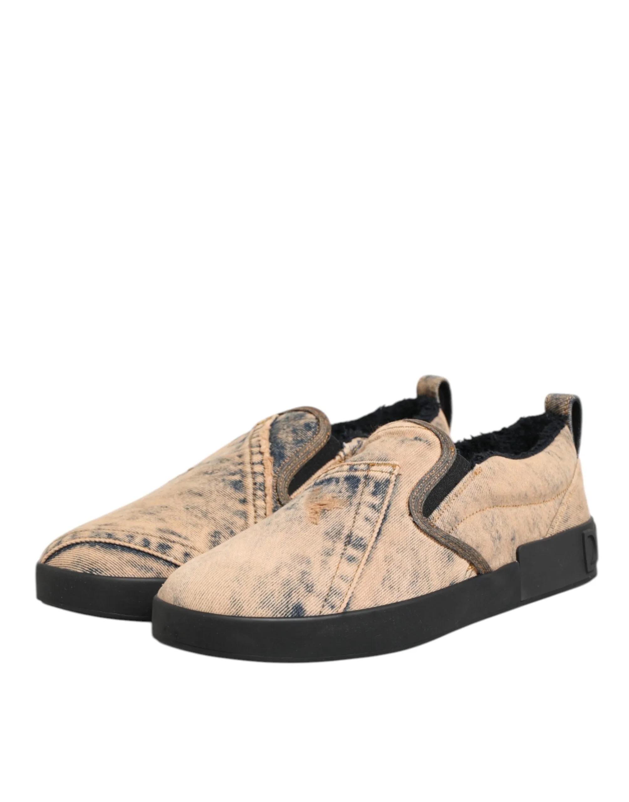 Dolce & Gabbana Beige Cotton Low Top Slip On Sneakers Shoes sold by Siebentaschen product image thumbnail 5