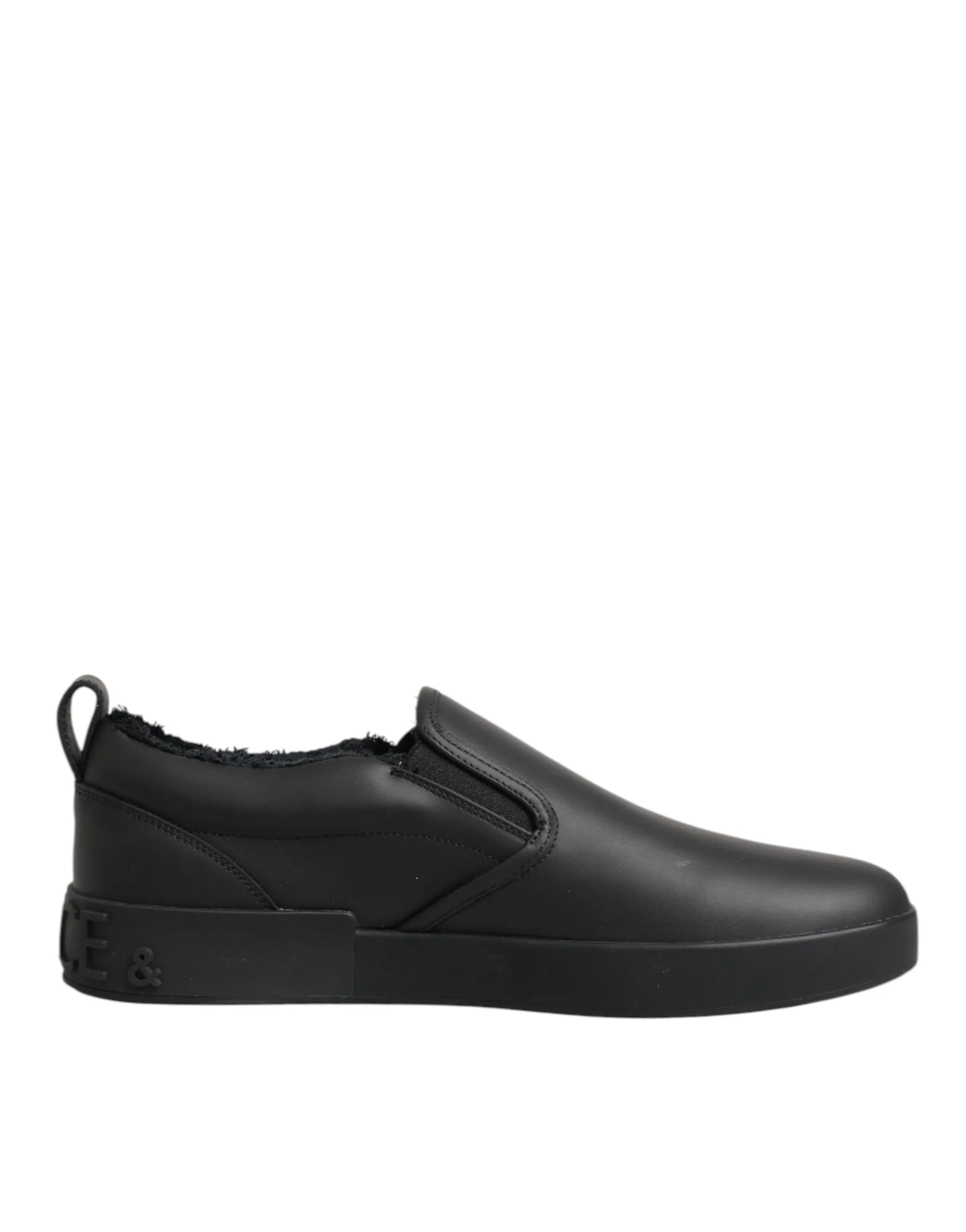 Dolce & Gabbana Black Leather Low Top Slip On Sneakers Shoes sold by Siebentaschen