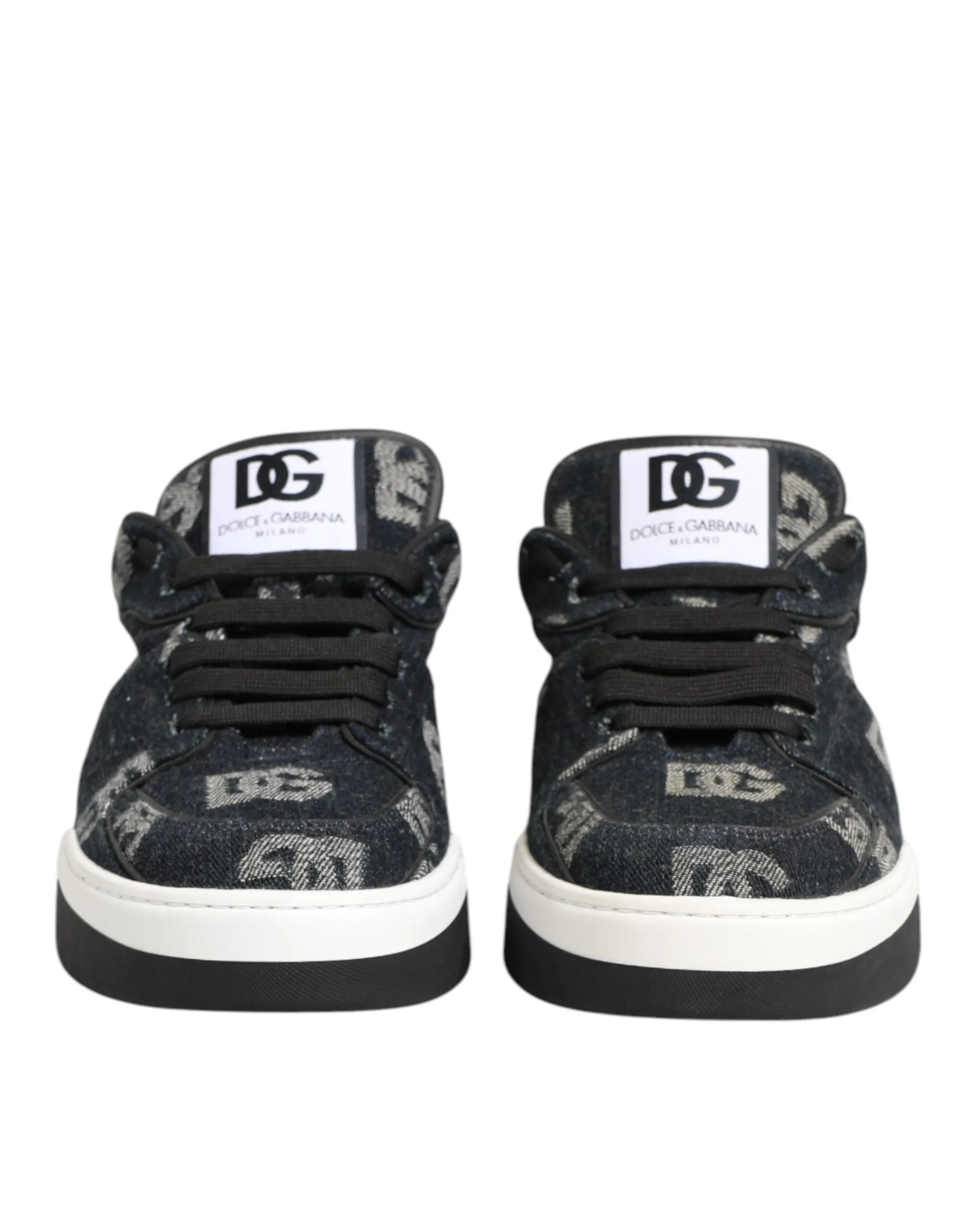 Dolce & Gabbana Blue Cotton Denim Logo Low Top Sneakers Shoes sold by Siebentaschen product image thumbnail 3
