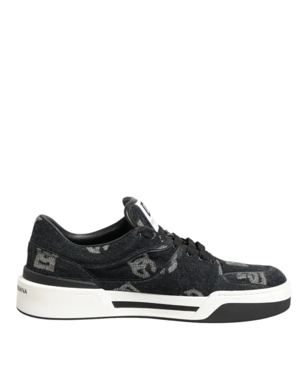 Dolce & Gabbana Blue Cotton Denim Logo Low Top Sneakers Shoes sold by Siebentaschen