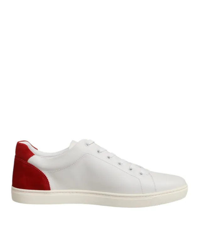 Dolce & Gabbana White Red Leather Low Top Men Sneakers Shoes sold by Siebentaschen
