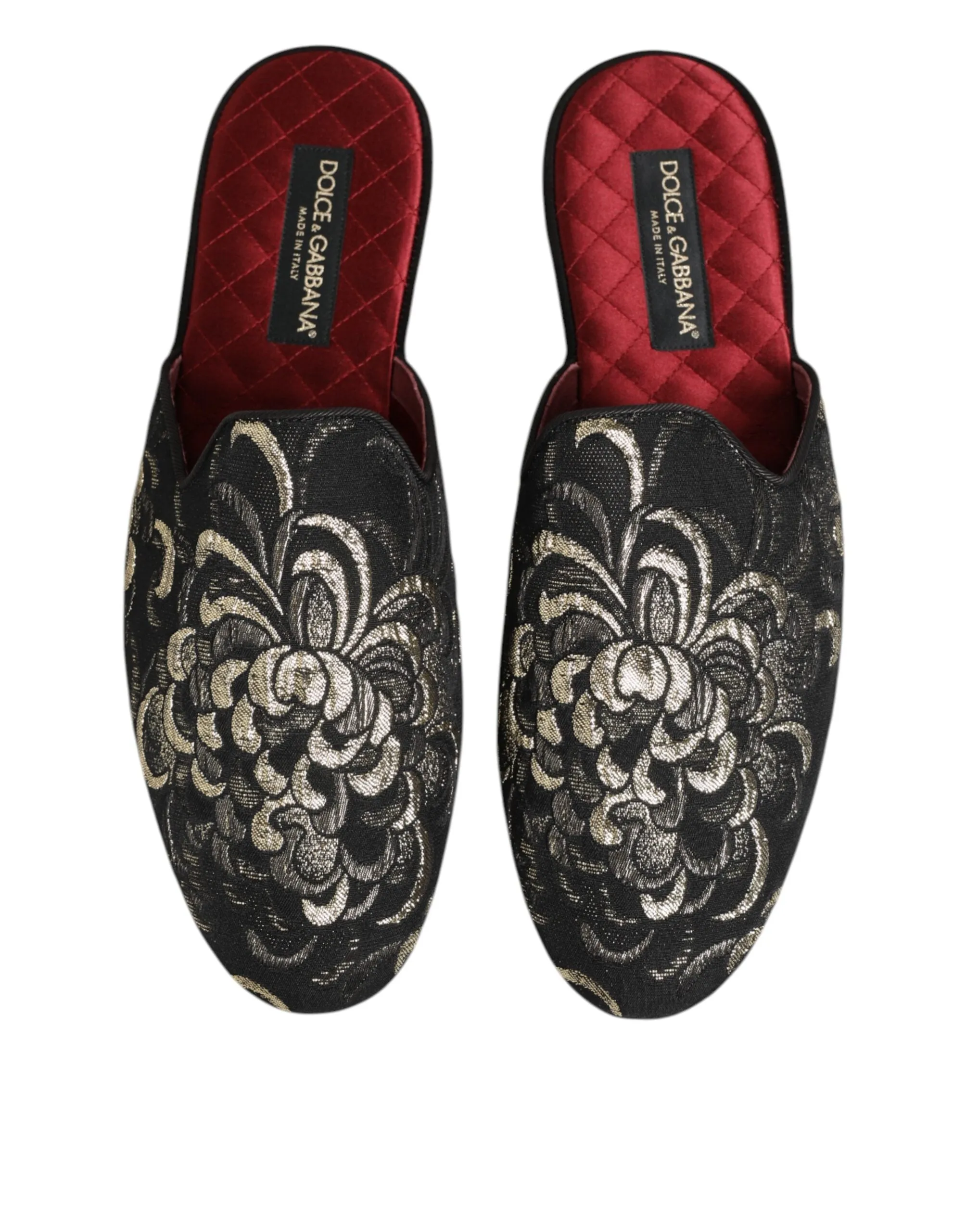 Dolce & Gabbana Black Floral Jacquard Slides Slippers Shoes sold by Siebentaschen product image thumbnail 4