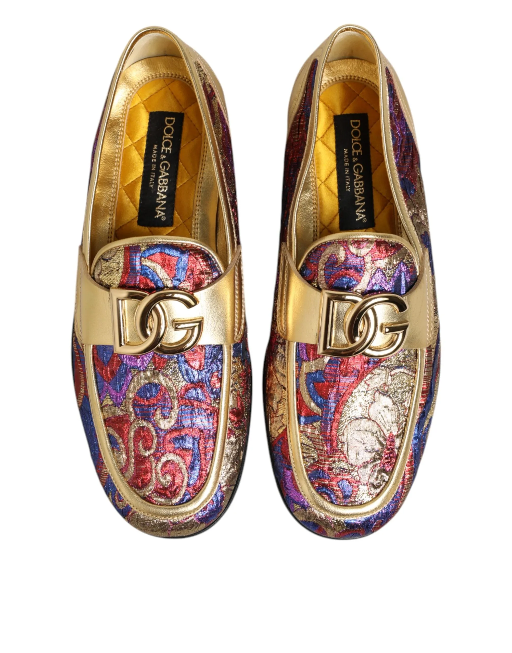 Dolce & Gabbana Multicolor Jacquard Gold DG Logo Loafer Shoes sold by Siebentaschen product image thumbnail 4