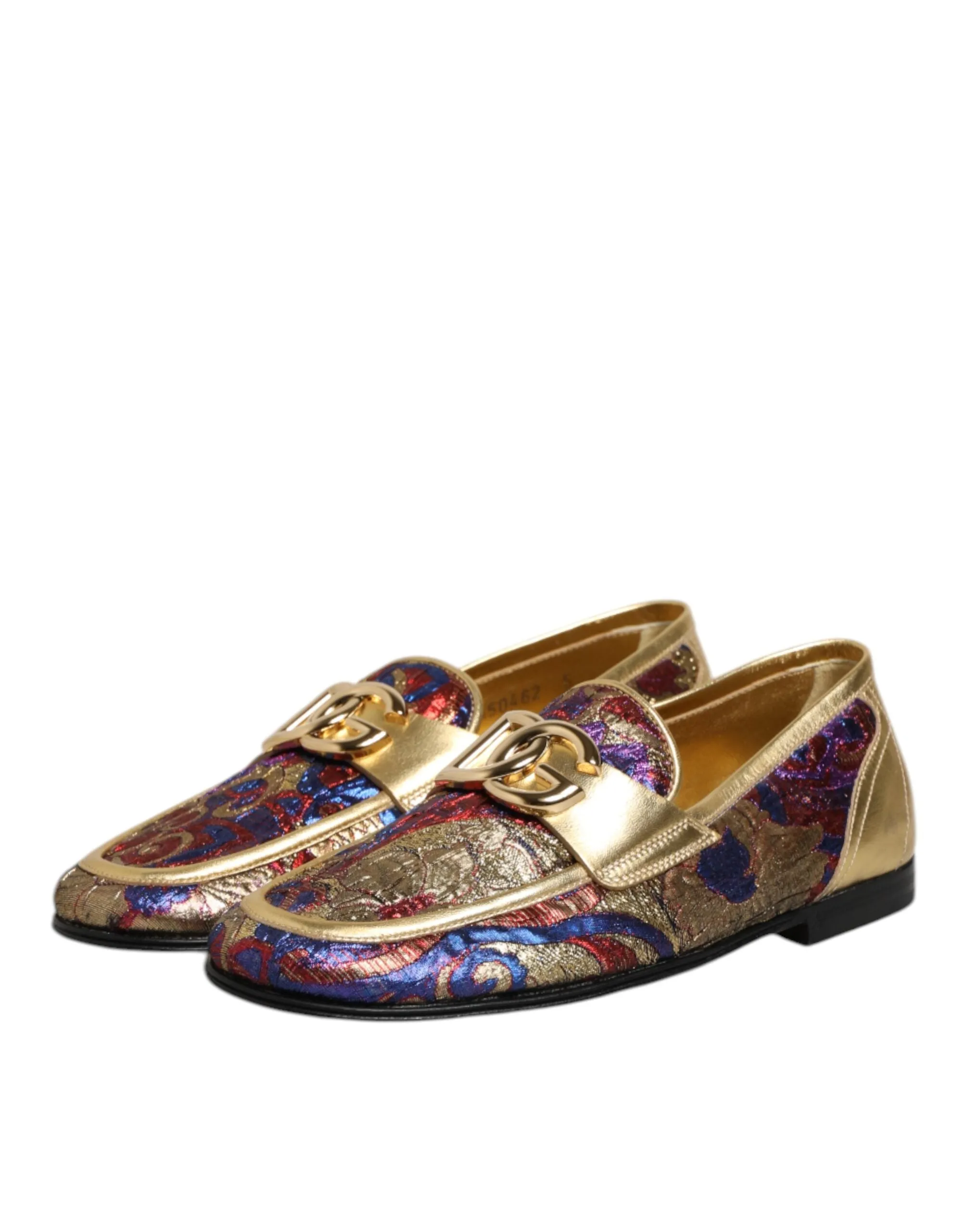 Dolce & Gabbana Multicolor Jacquard Gold DG Logo Loafer Shoes sold by Siebentaschen product image thumbnail 5
