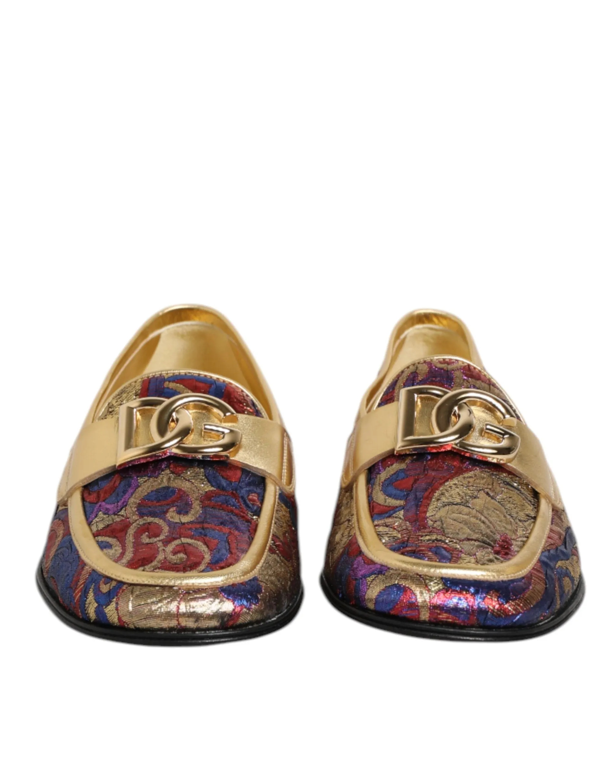 Dolce & Gabbana Multicolor Jacquard Gold DG Logo Loafer Shoes sold by Siebentaschen product image thumbnail 3
