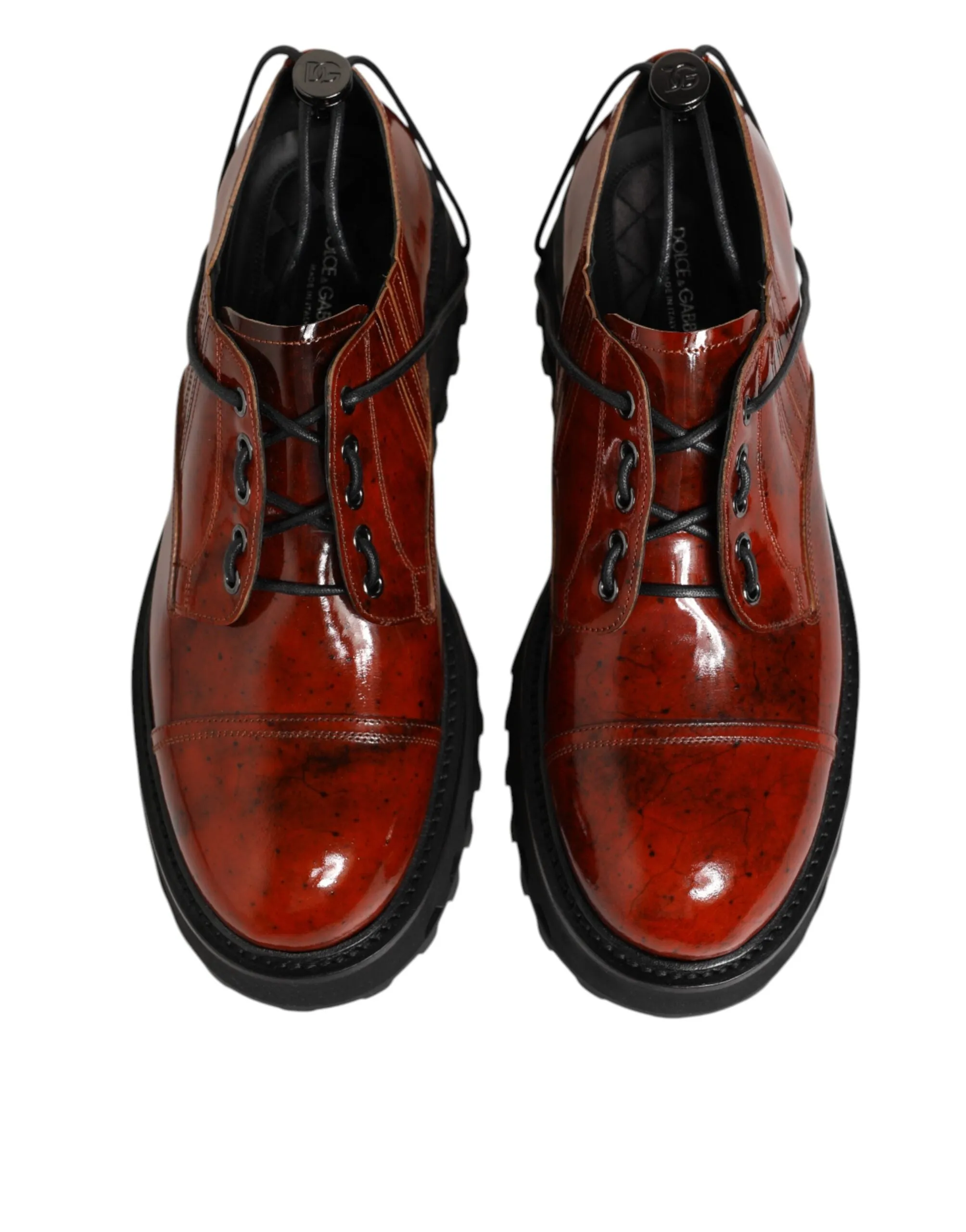 Dolce & Gabbana Brown Red Leather Lace Up Derby Dress Shoes sold by Siebentaschen product image thumbnail 4