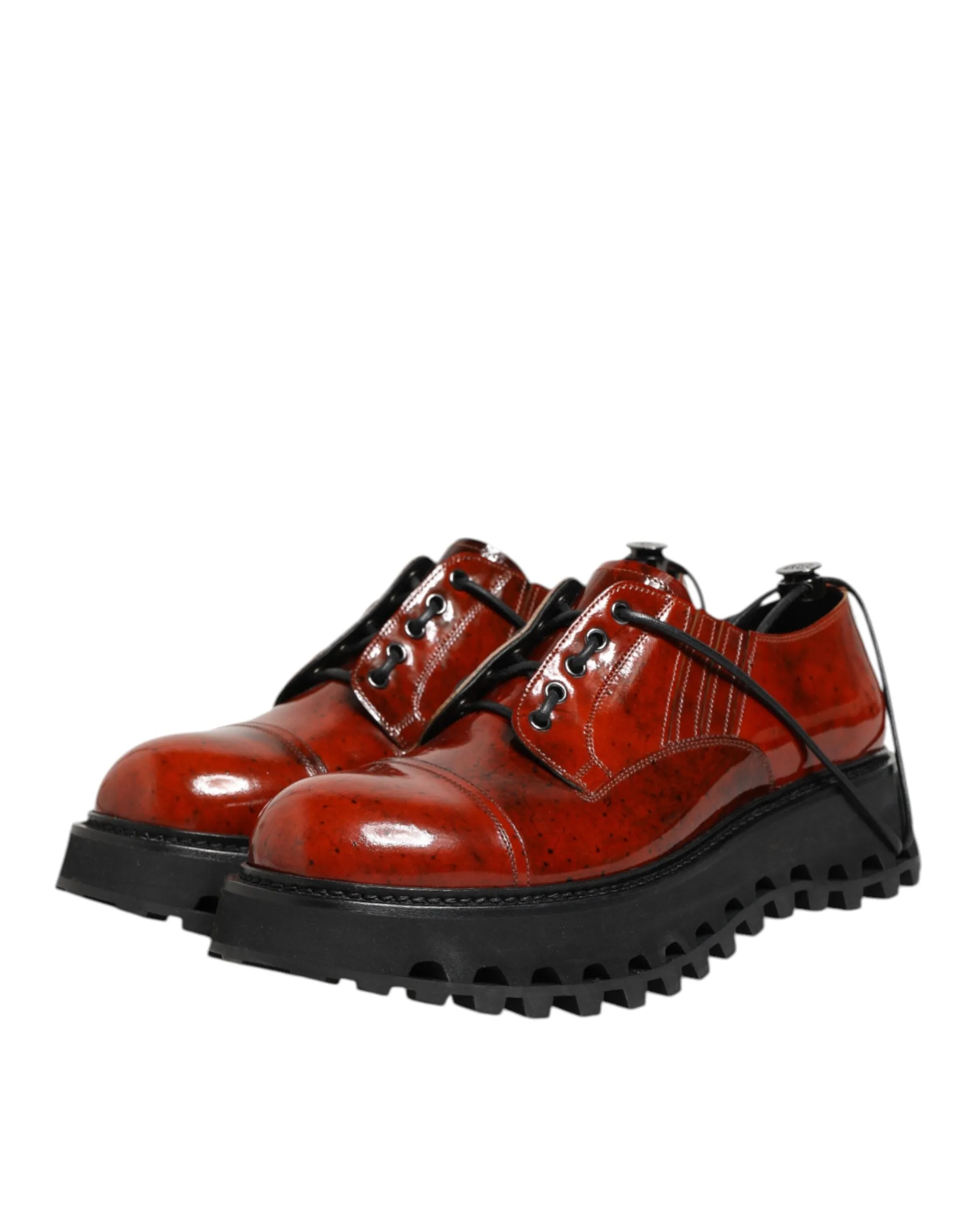 Dolce & Gabbana Brown Red Leather Lace Up Derby Dress Shoes sold by Siebentaschen product image thumbnail 5