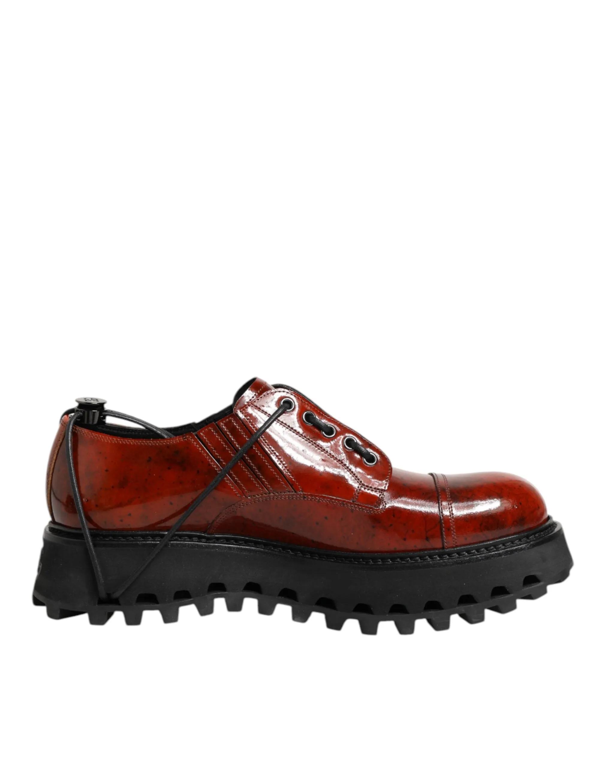 Dolce & Gabbana Brown Red Leather Lace Up Derby Dress Shoes sold by Siebentaschen product image thumbnail 2