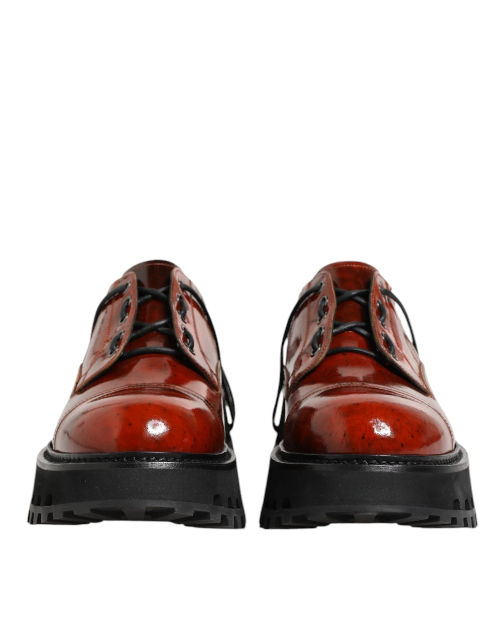 Dolce & Gabbana Brown Red Leather Lace Up Derby Dress Shoes sold by Siebentaschen product image thumbnail 3
