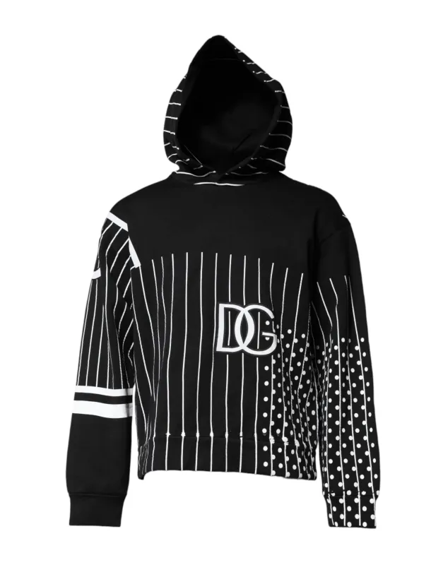 Dolce & Gabbana Black White Stripe Hooded Sweatshirt Sweater sold by Siebentaschen