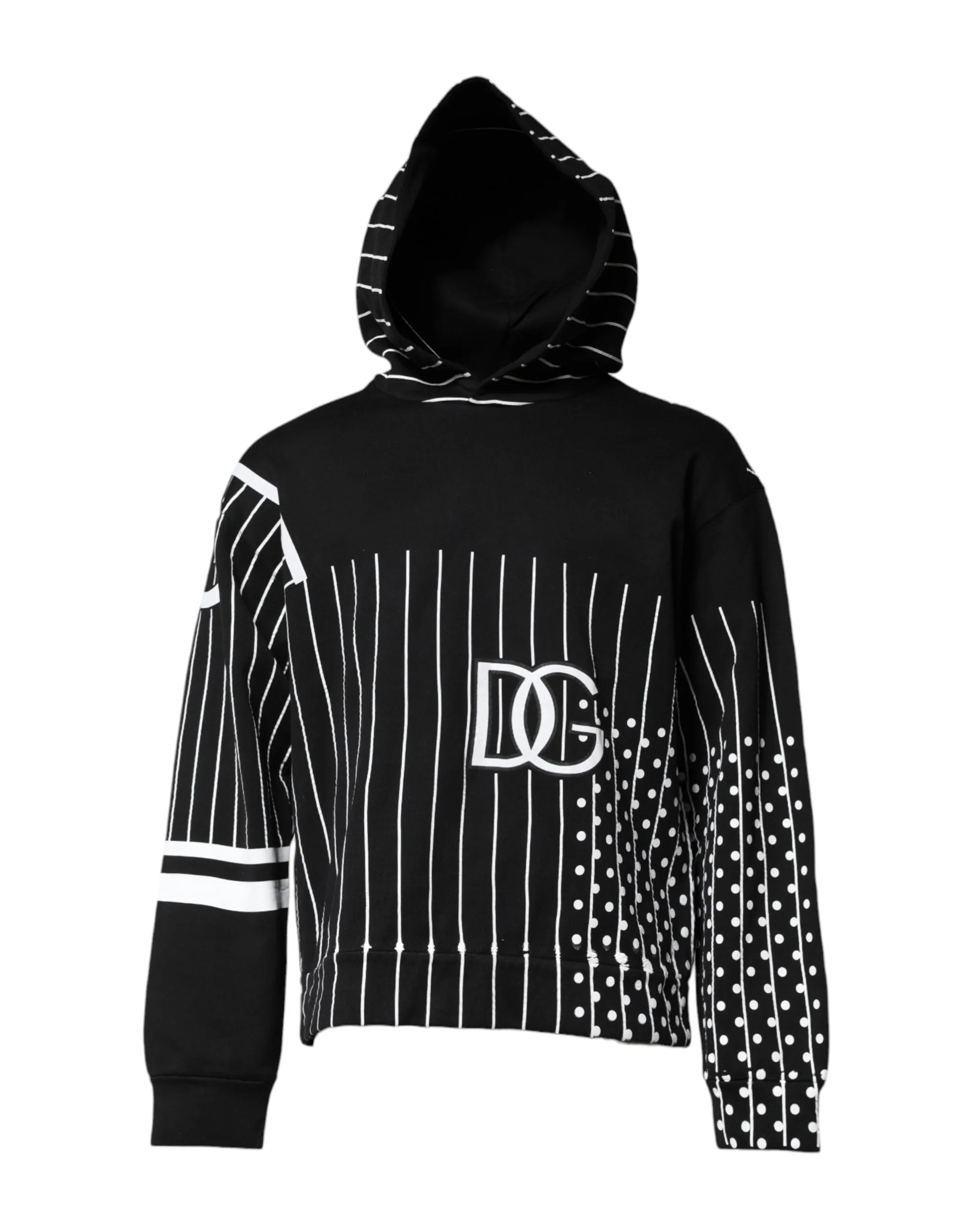 Dolce & Gabbana Black White Stripe Hooded Sweatshirt Sweater sold by Siebentaschen product image thumbnail 2