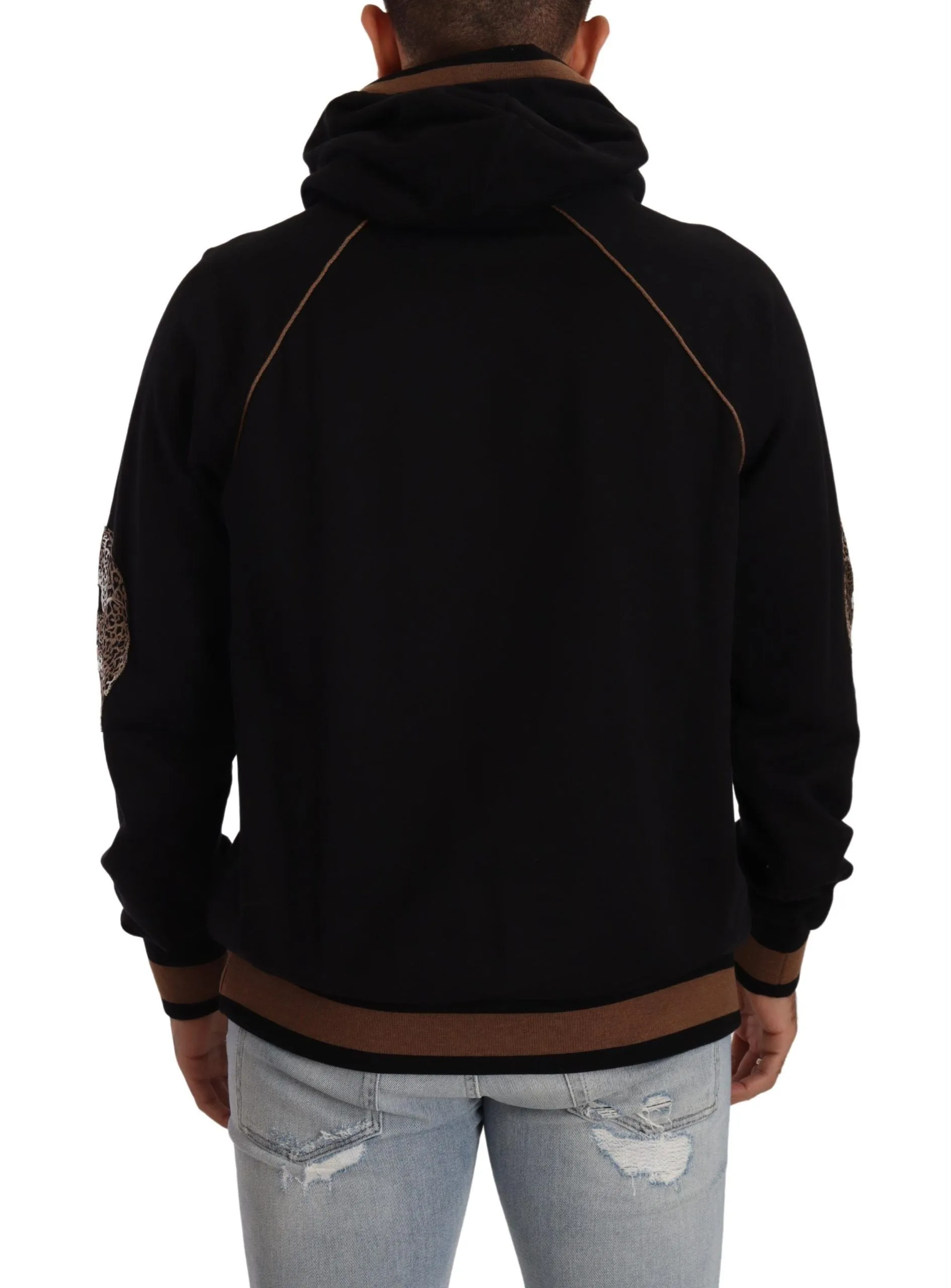 Dolce & Gabbana Black Brown Leopard Cotton Hooded Pullover Sweater sold by Siebentaschen product image thumbnail 3