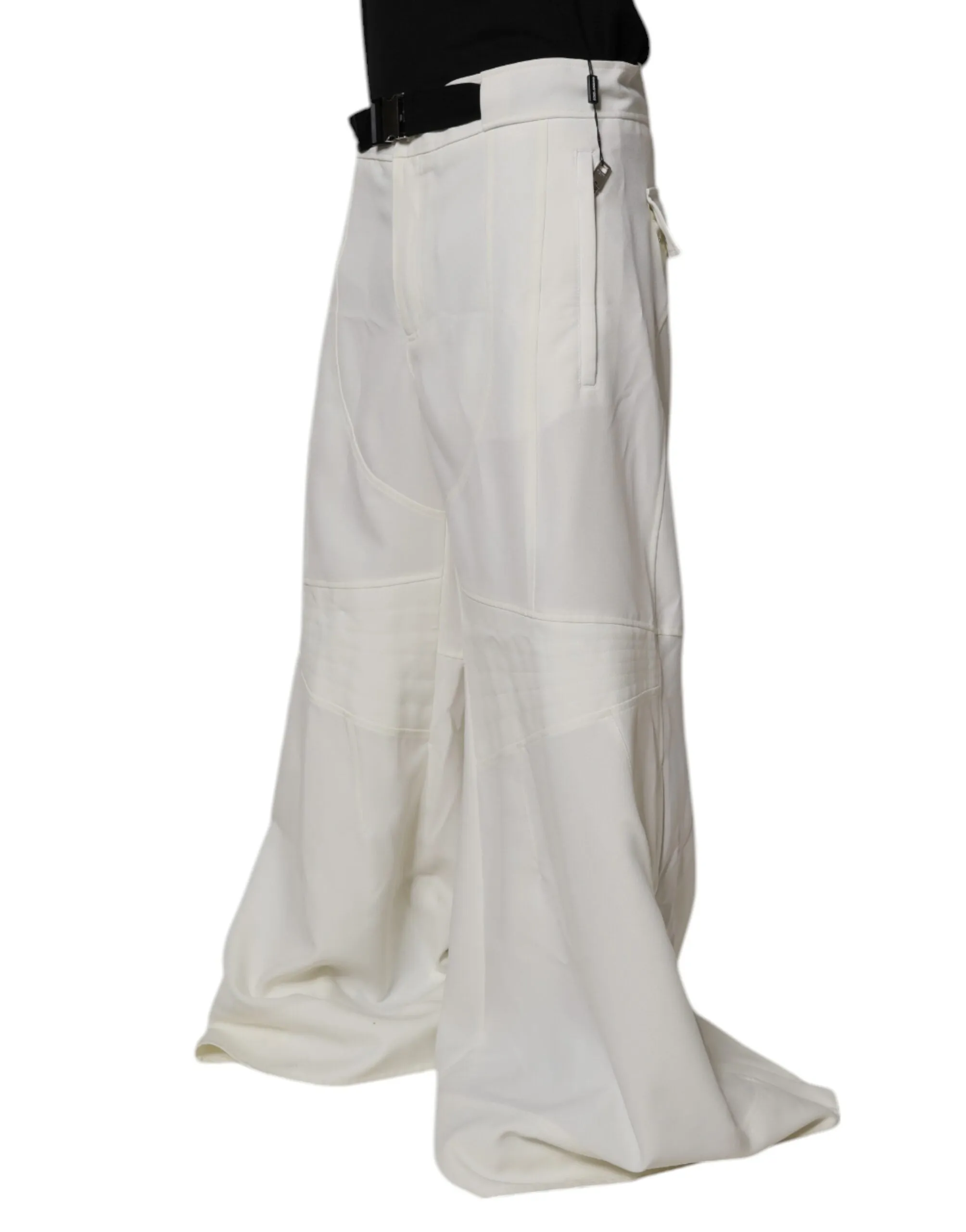 Dolce & Gabbana White Mid Waist Wide Leg Pants sold by Siebentaschen product image thumbnail 3