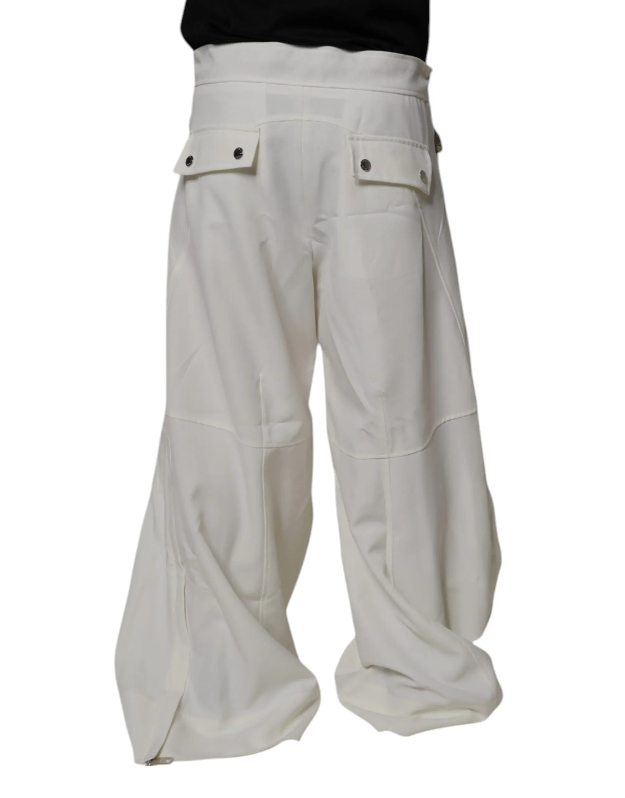 Dolce & Gabbana White Mid Waist Wide Leg Pants sold by Siebentaschen product image thumbnail 4