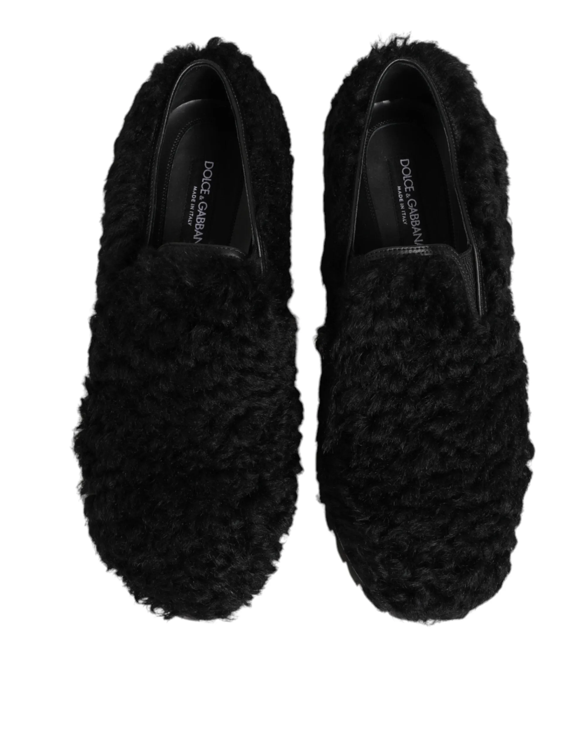 Dolce & Gabbana Dress Black Fur Leather Slippers Men Shoes sold by Siebentaschen product image thumbnail 4