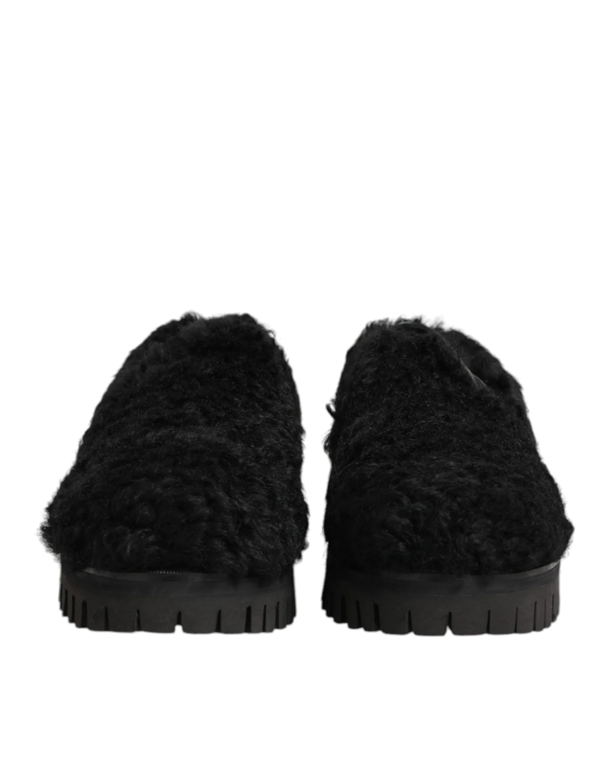 Dolce & Gabbana Dress Black Fur Leather Slippers Men Shoes sold by Siebentaschen product image thumbnail 3