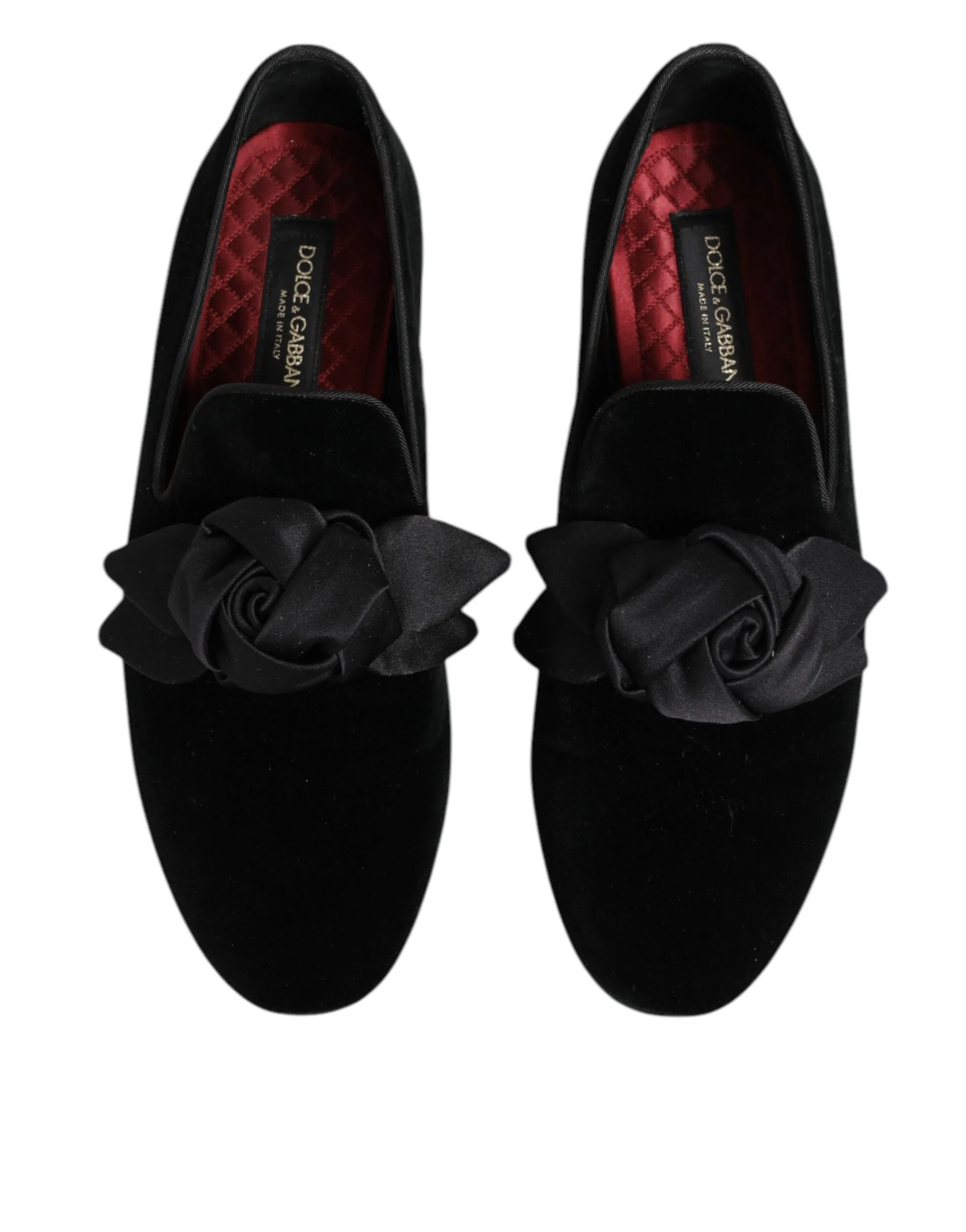 Dolce & Gabbana Black Suede Cotton Rose Slip On Loafers Shoes sold by Siebentaschen product image thumbnail 3