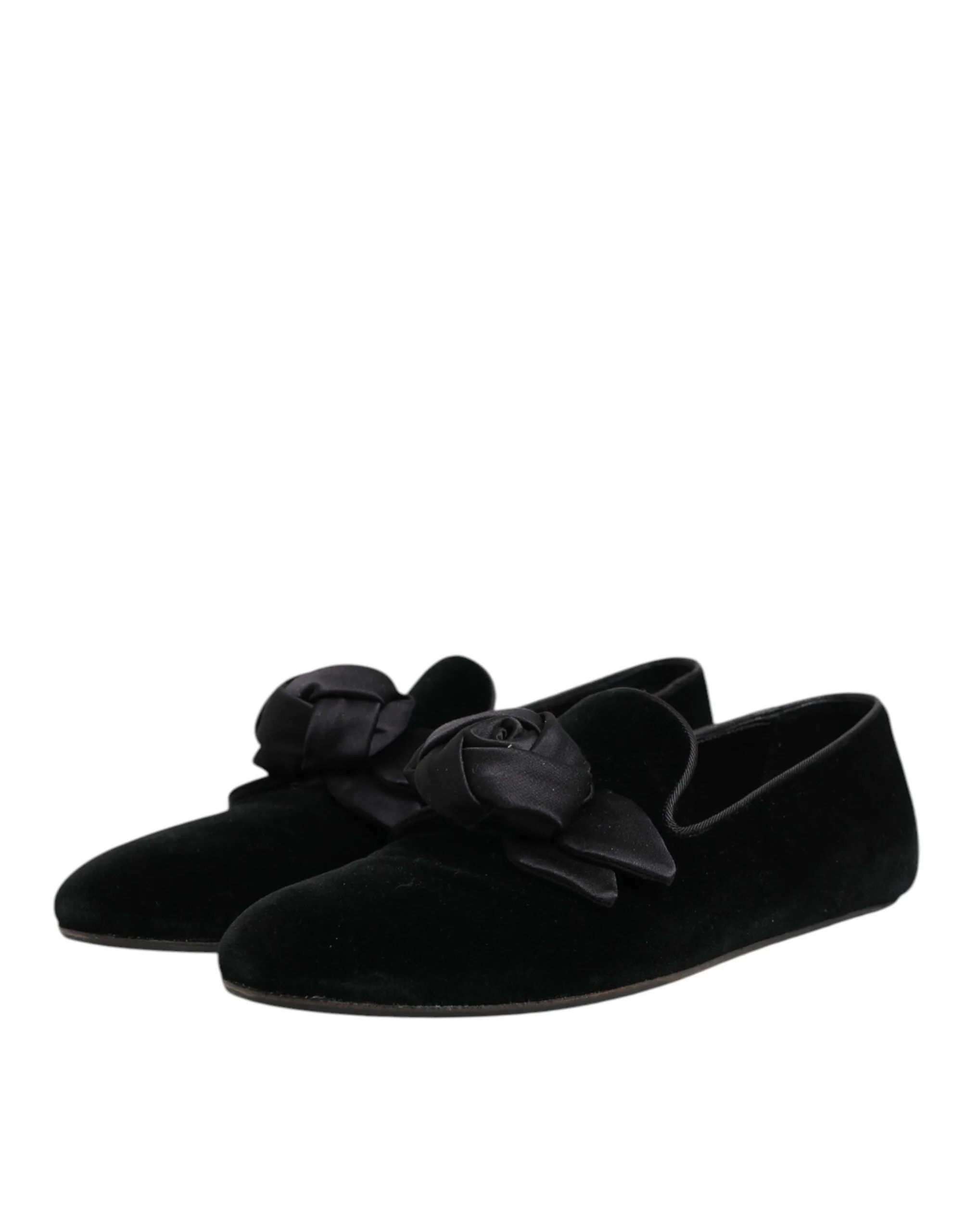 Dolce & Gabbana Black Suede Cotton Rose Slip On Loafers Shoes sold by Siebentaschen product image thumbnail 4