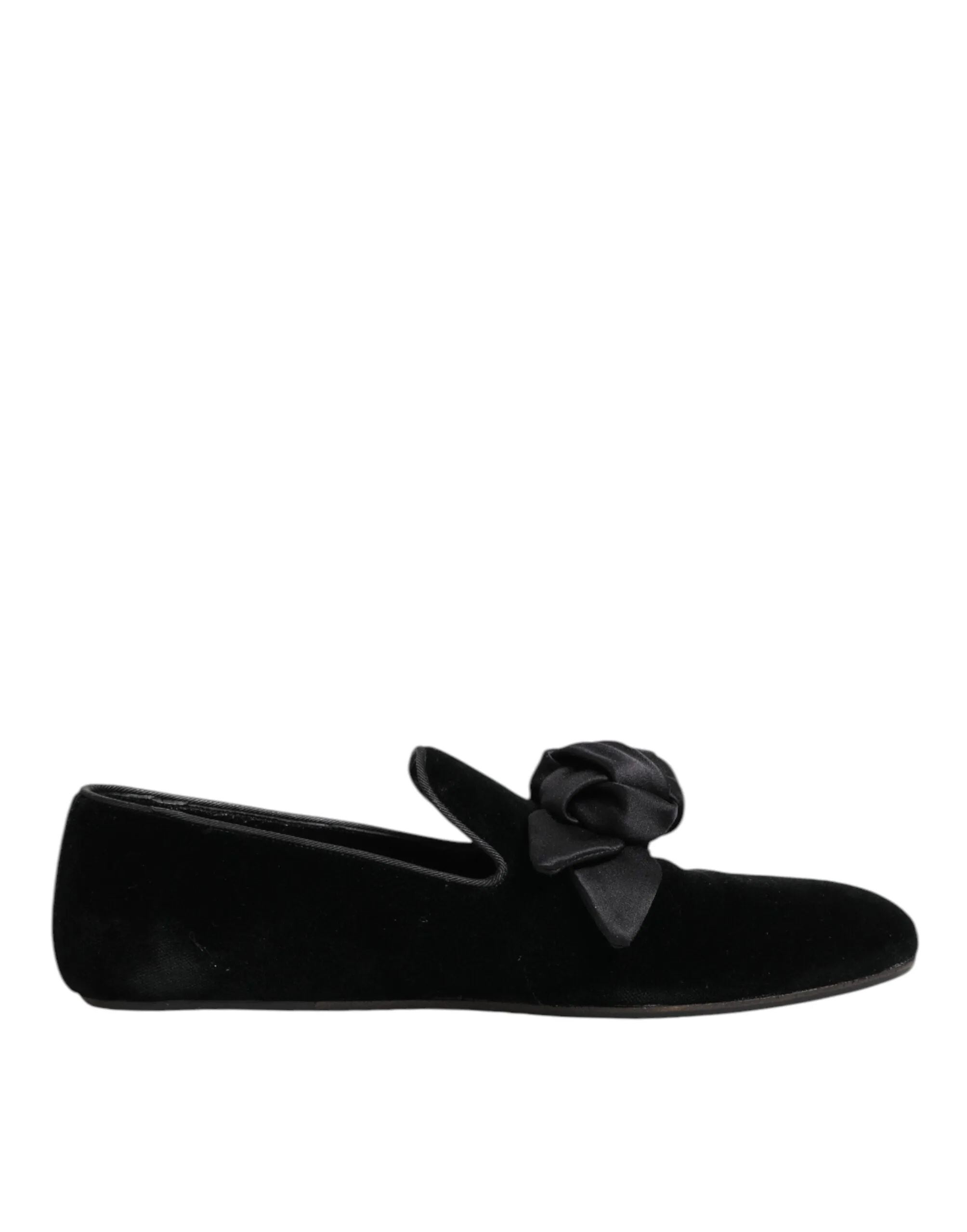 Dolce & Gabbana Black Suede Cotton Rose Slip On Loafers Shoes sold by Siebentaschen