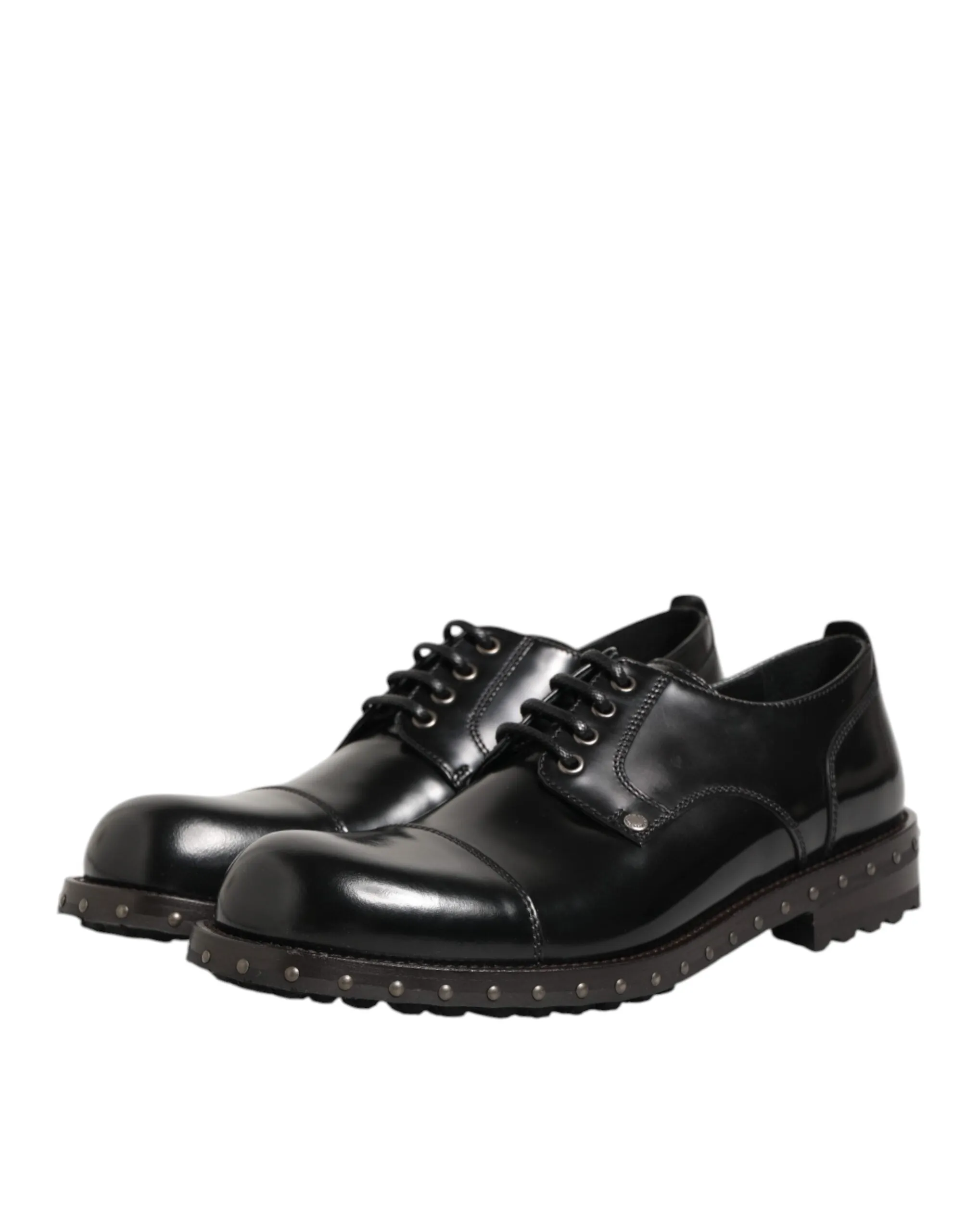 Dolce & Gabbana Black Leather Studded Men Formal Derby Shoes sold by Siebentaschen product image thumbnail 5