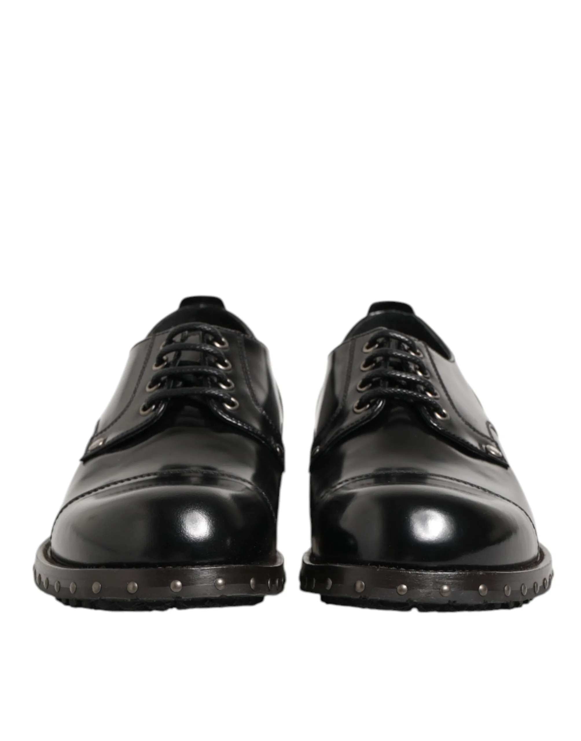 Dolce & Gabbana Black Leather Studded Men Formal Derby Shoes sold by Siebentaschen product image thumbnail 3