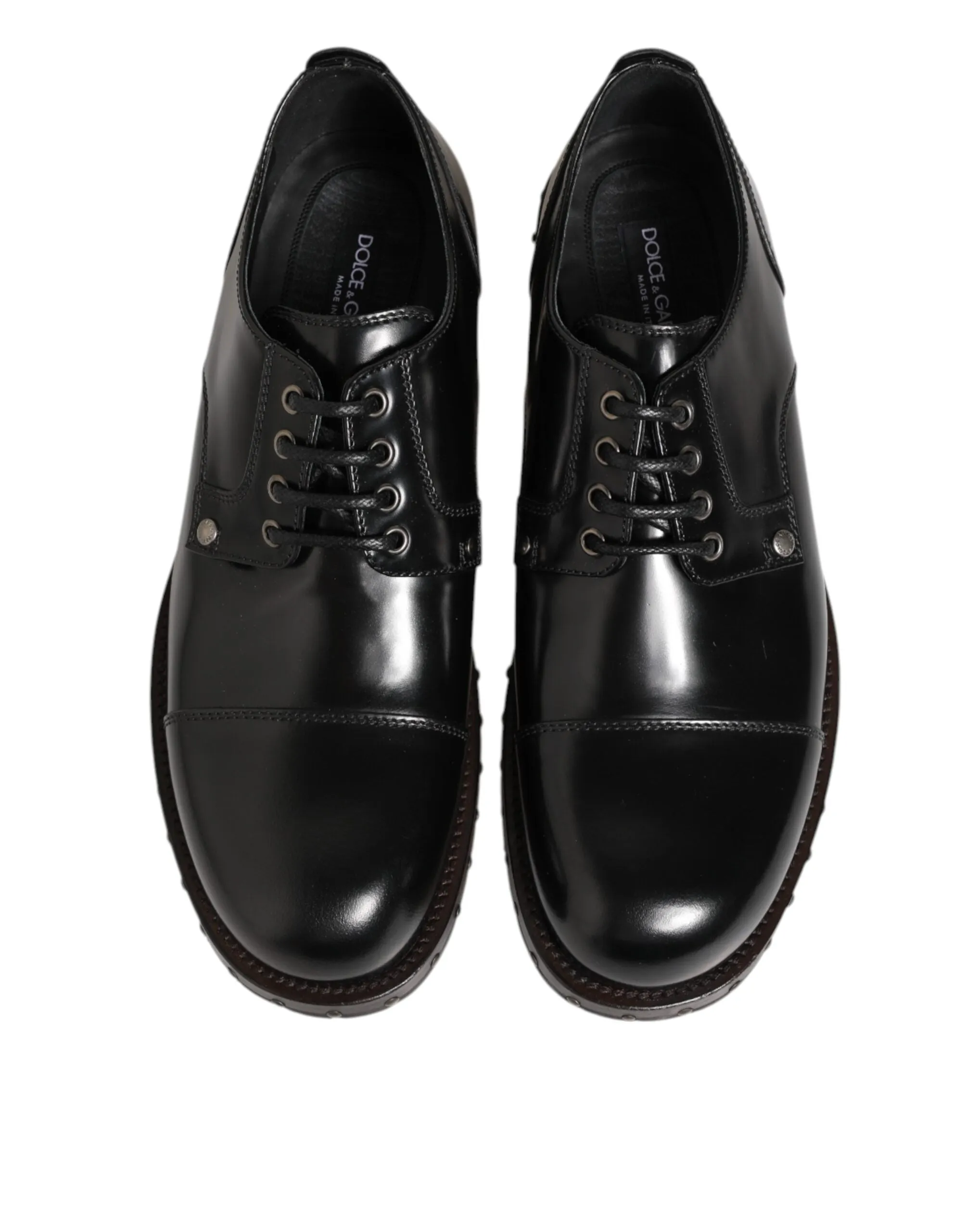 Dolce & Gabbana Black Leather Studded Men Formal Derby Shoes sold by Siebentaschen product image thumbnail 4