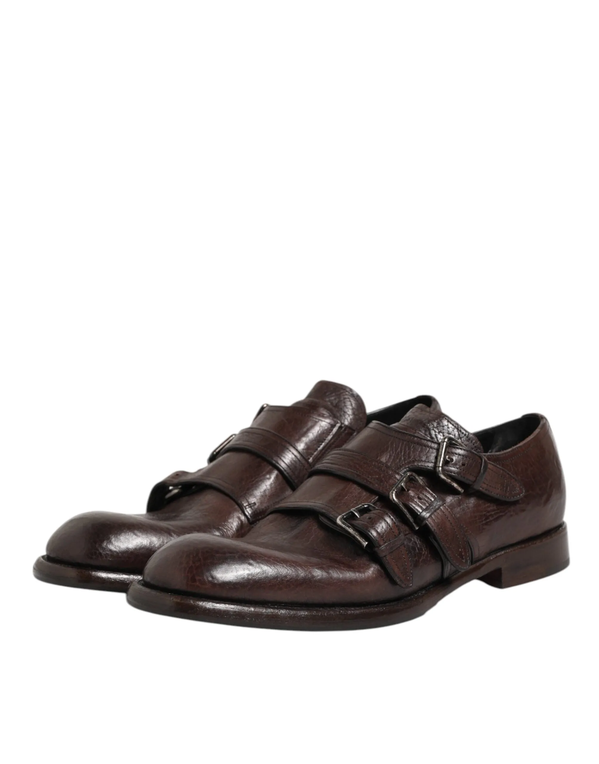 Dolce & Gabbana Brown Leather Monk Strap Formal Derby Shoes sold by Siebentaschen product image thumbnail 5