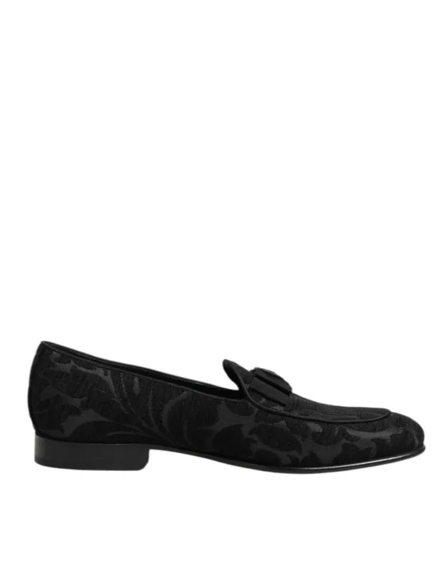Dolce & Gabbana Black Brocade Crown Loafers Dress Shoes sold by Siebentaschen