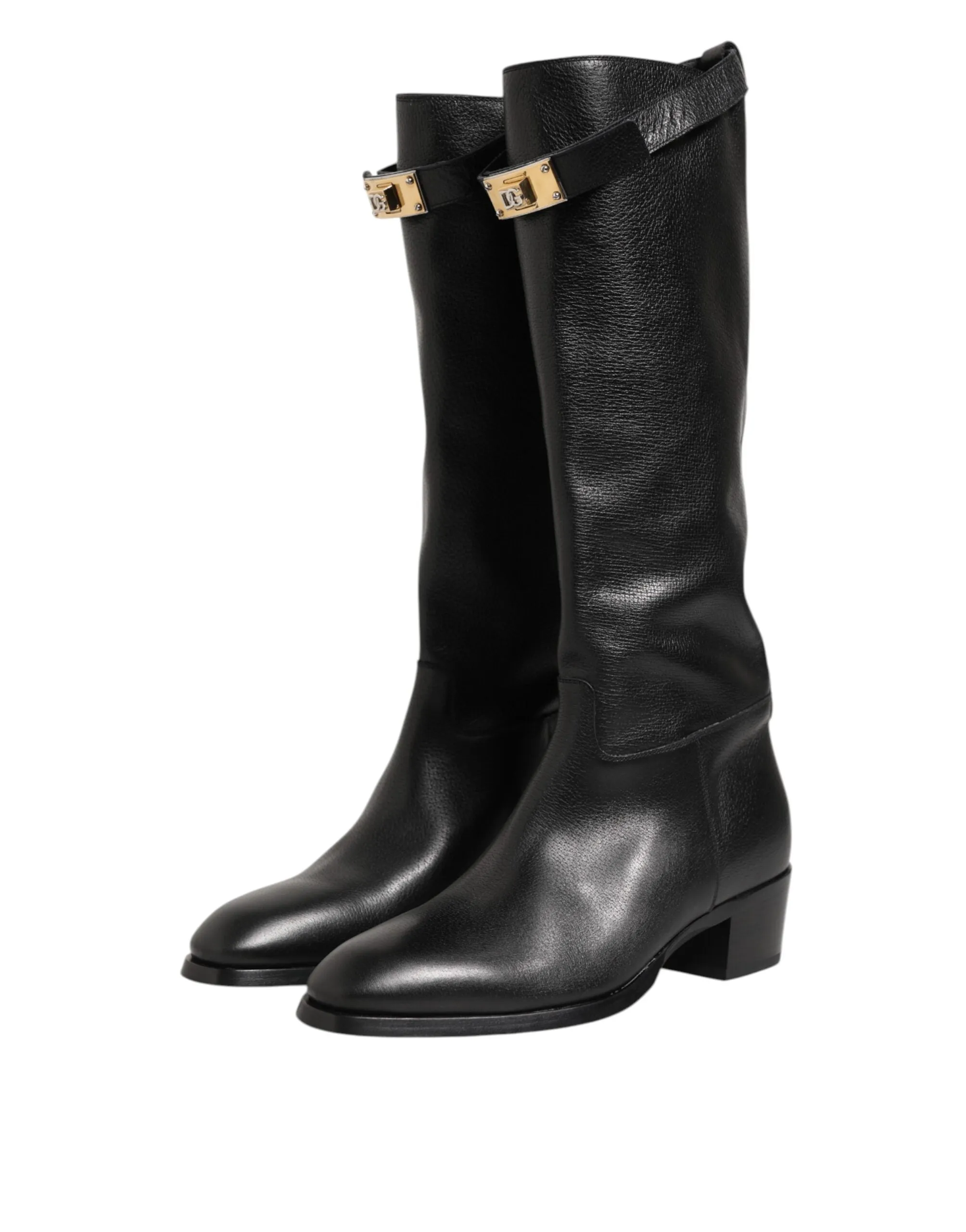 Dolce & Gabbana Black Logo Plaque Over The Calf Boots Shoes sold by Siebentaschen product image thumbnail 4