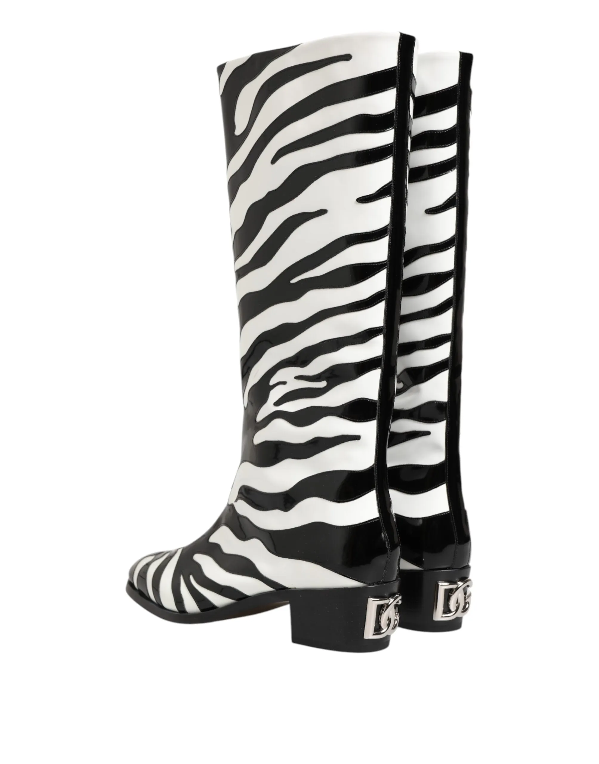 Dolce & Gabbana Black White Zebra Over The Calf Boots Shoes sold by Siebentaschen product image thumbnail 5