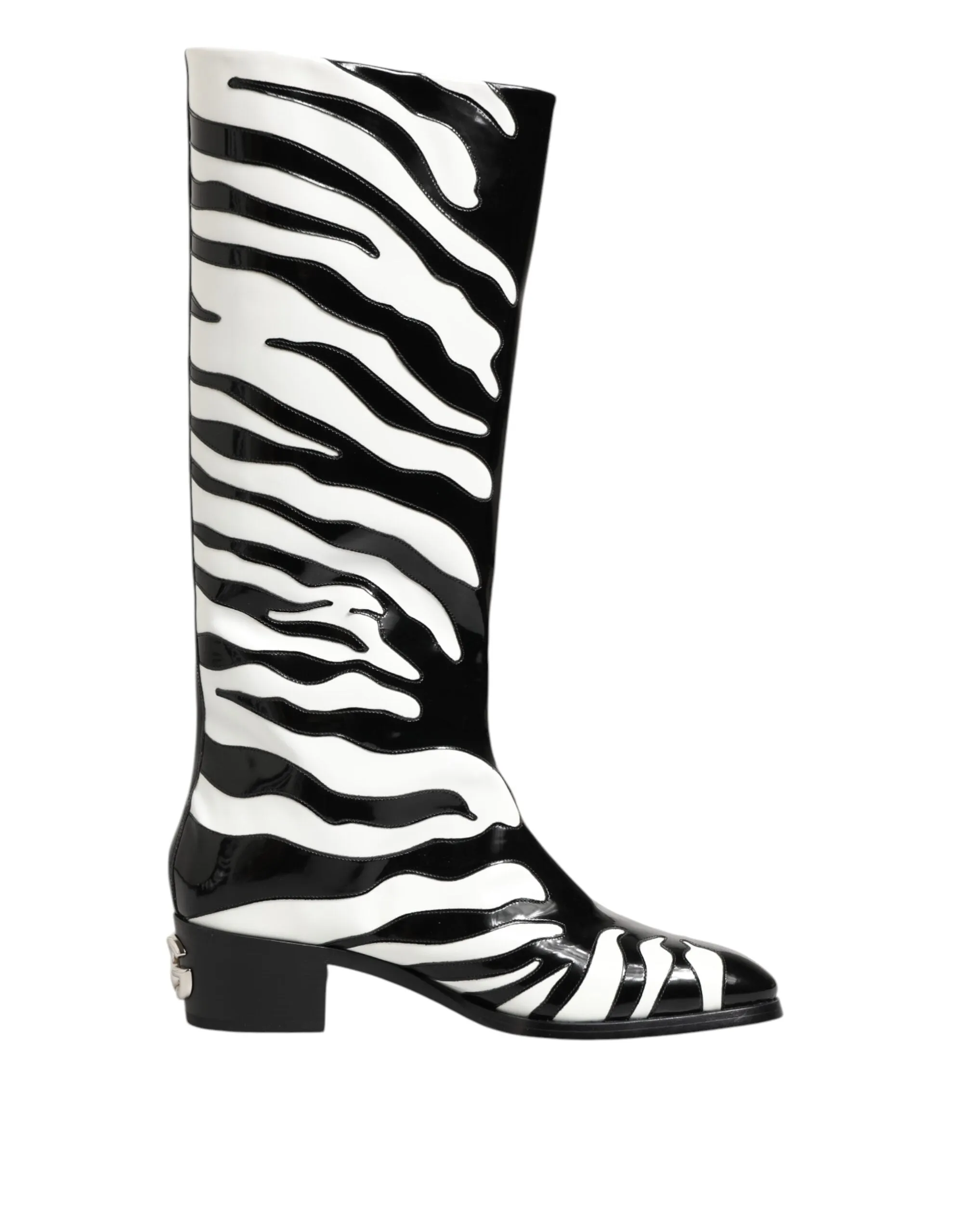 Dolce & Gabbana Black White Zebra Over The Calf Boots Shoes sold by Siebentaschen product image thumbnail 2