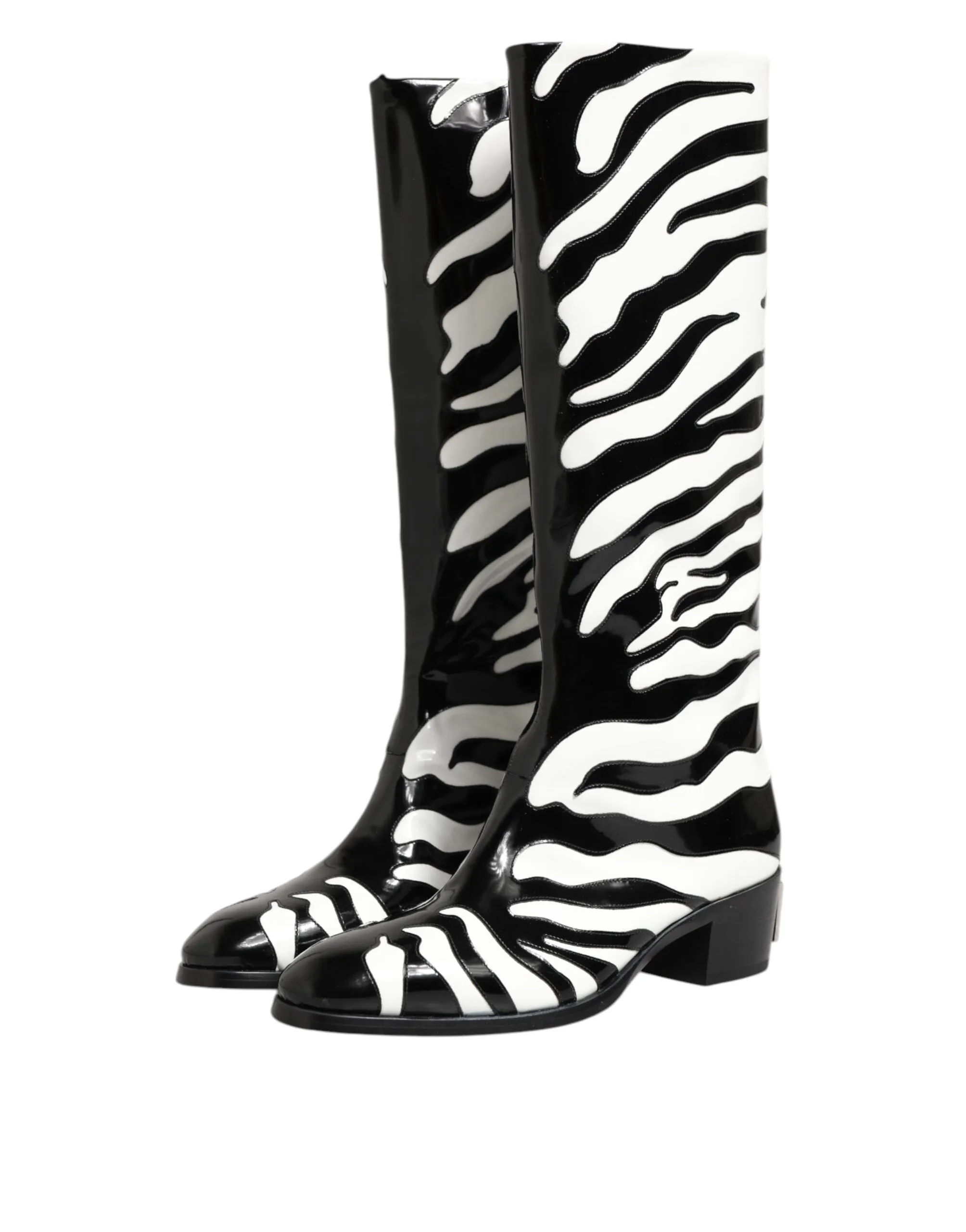 Dolce & Gabbana Black White Zebra Over The Calf Boots Shoes sold by Siebentaschen product image thumbnail 4