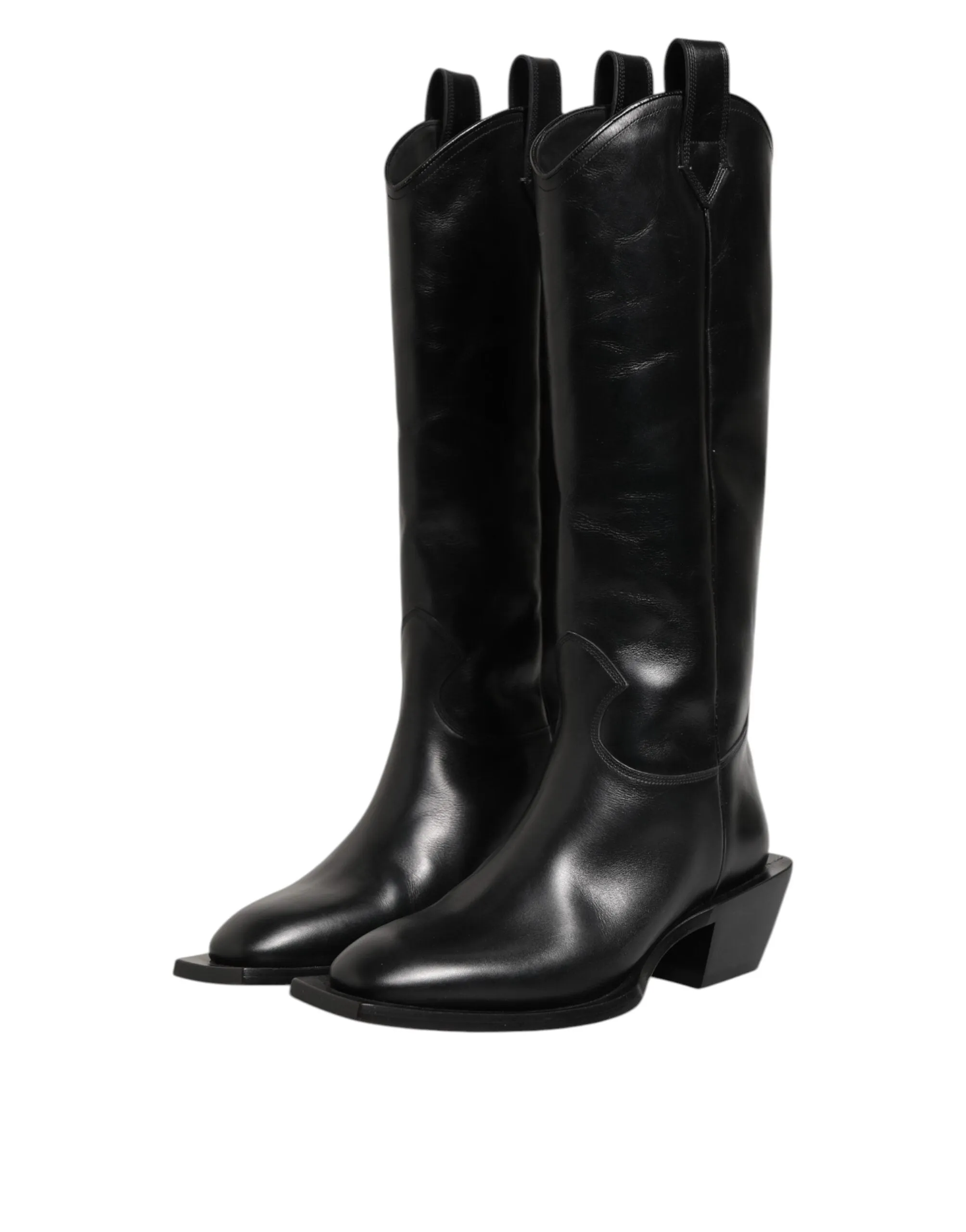 Dolce & Gabbana Black Leather Over The Calf Biker Boots Shoes sold by Siebentaschen product image thumbnail 4