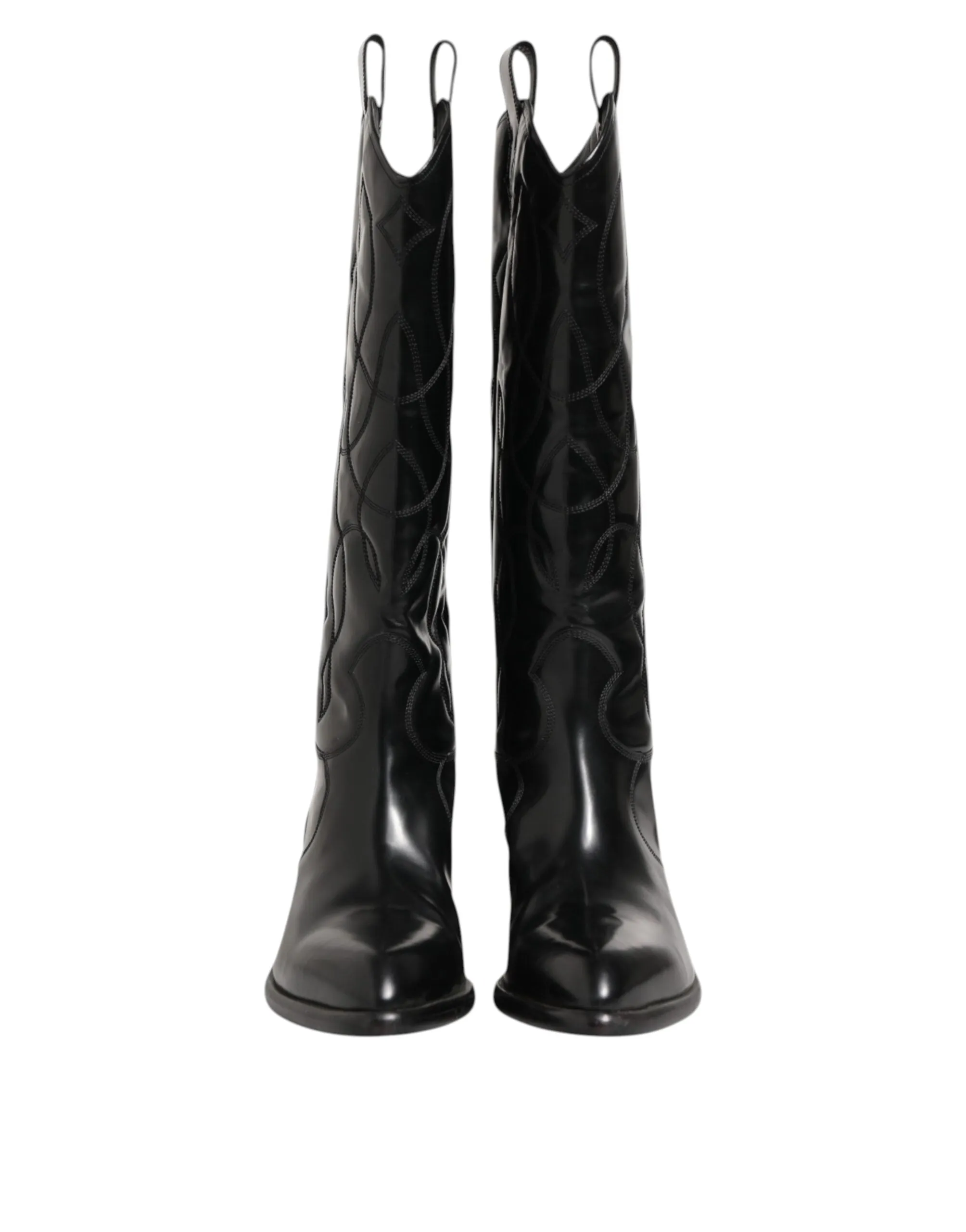 Dolce & Gabbana Black Leather Over The Calf Biker Boots Shoes sold by Siebentaschen product image thumbnail 3