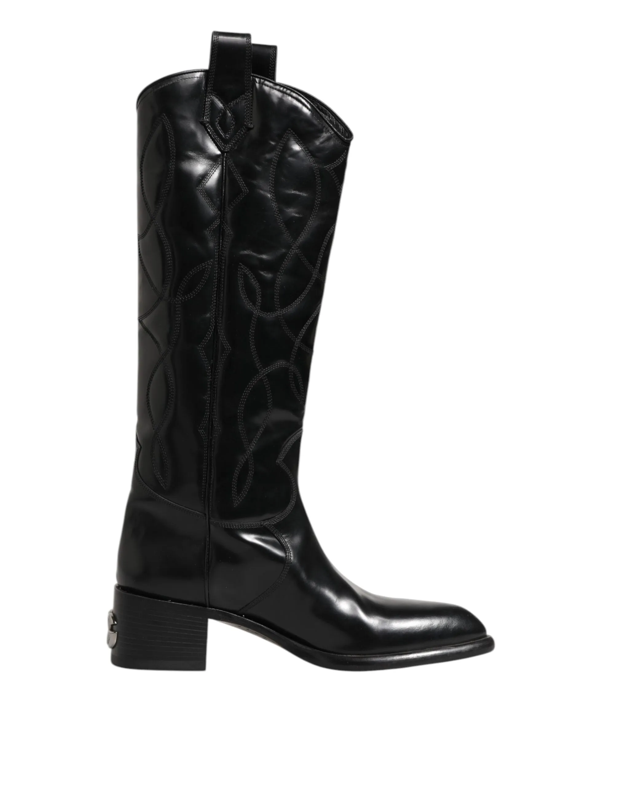 Dolce & Gabbana Black Leather Over The Calf Biker Boots Shoes sold by Siebentaschen product image thumbnail 2